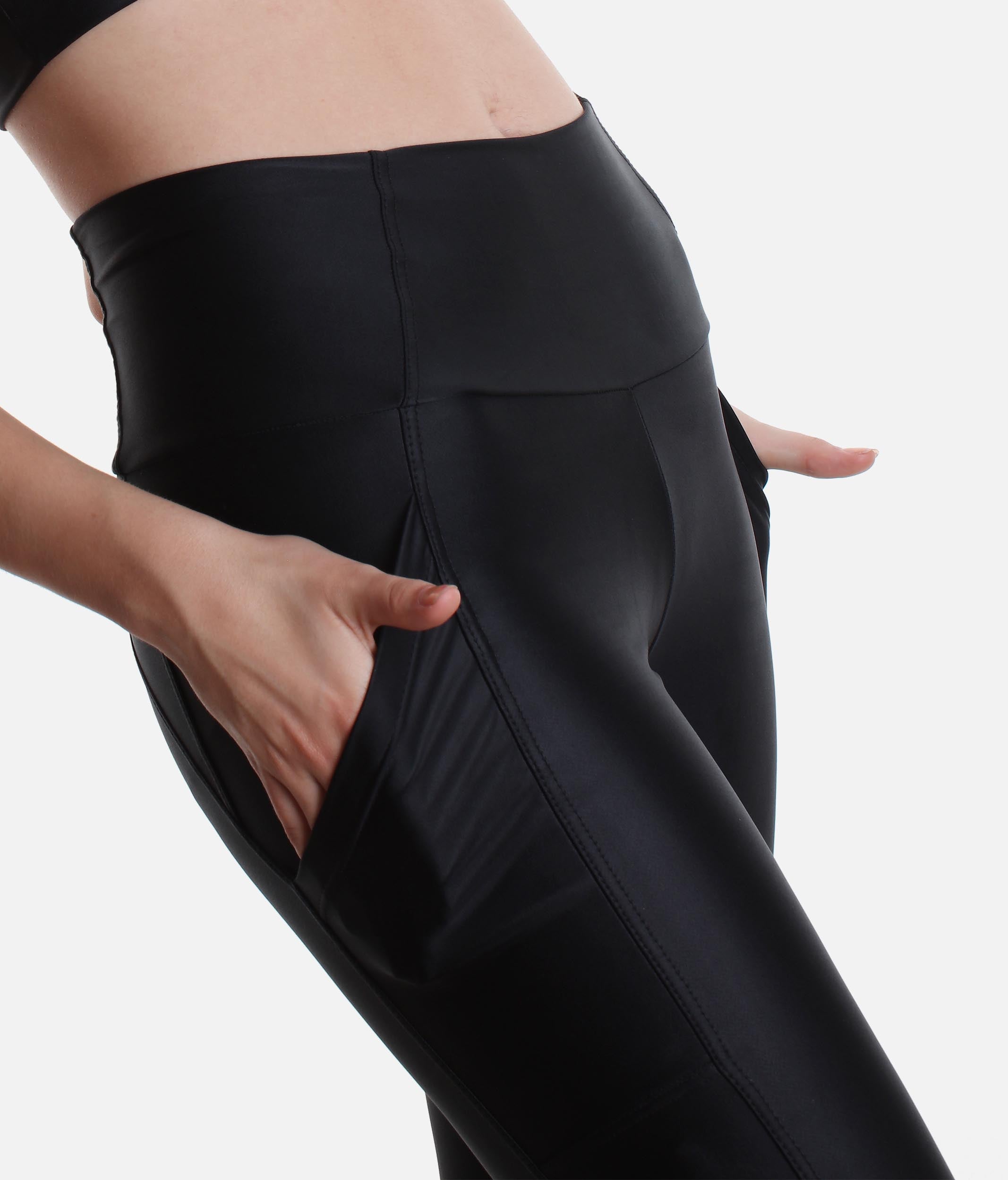 Side Pockets Leggings, Black F15137 - Trinys Activewear UK