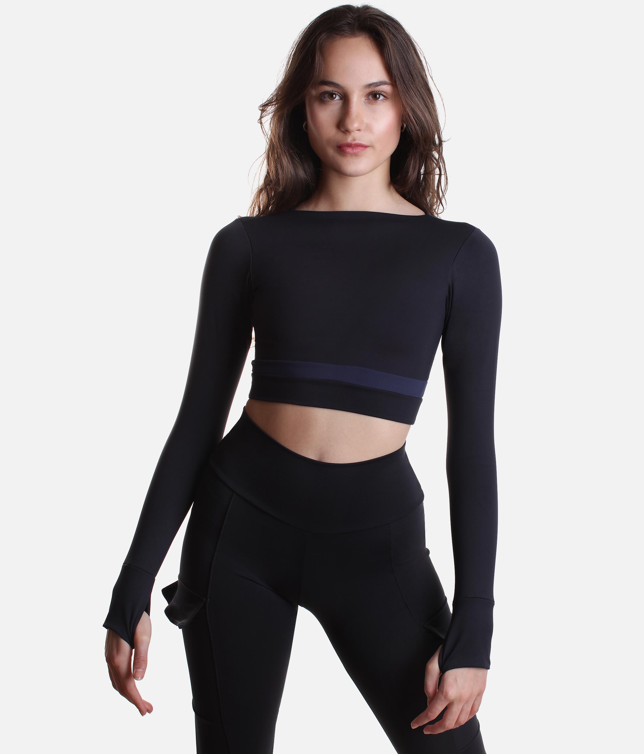 Long Sleeve Crop Top, Black F15284 - Trinys Activewear UK & Ireland – So  Danca