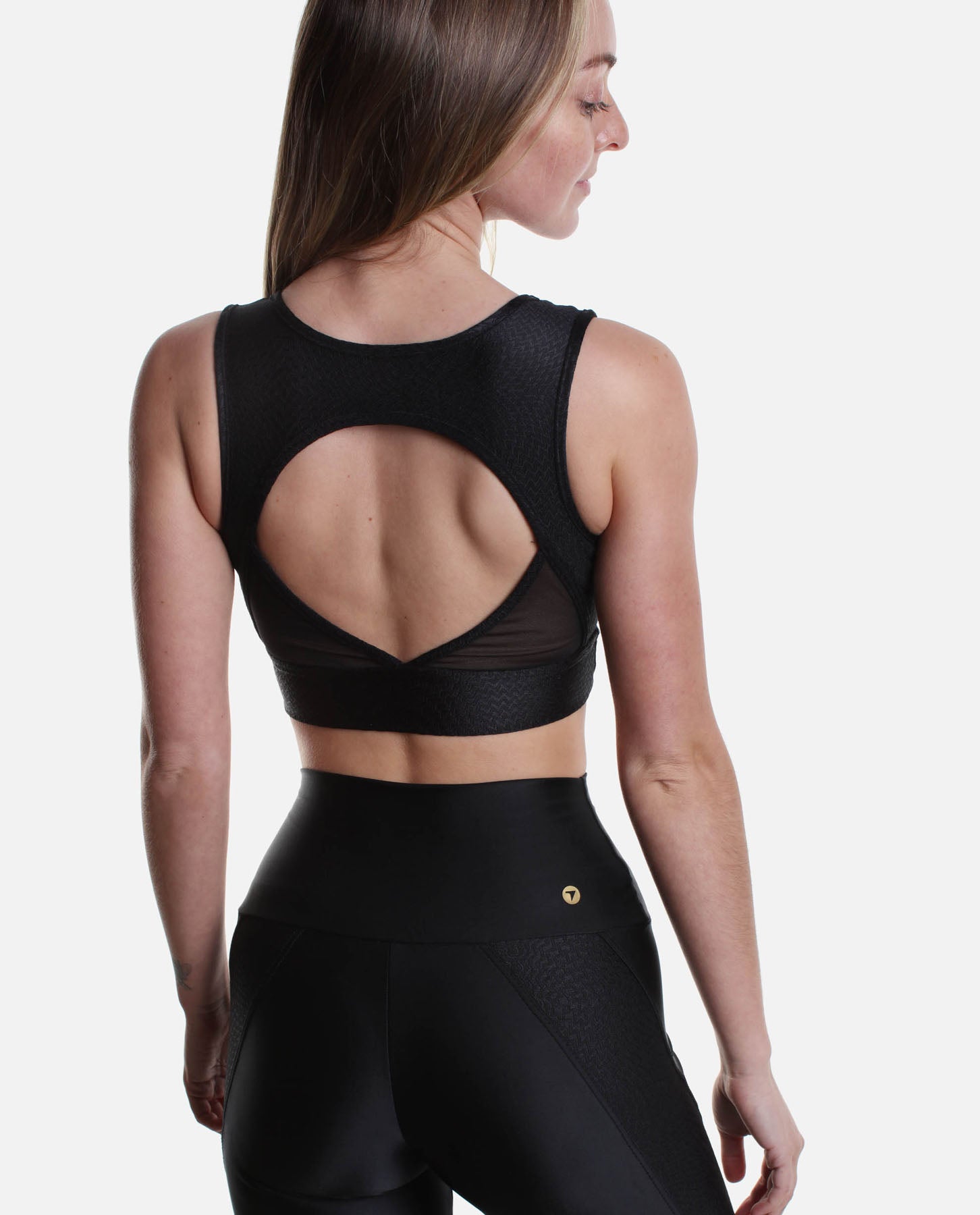 Zig-Zag Mesh Design Cropped Top - F 15143