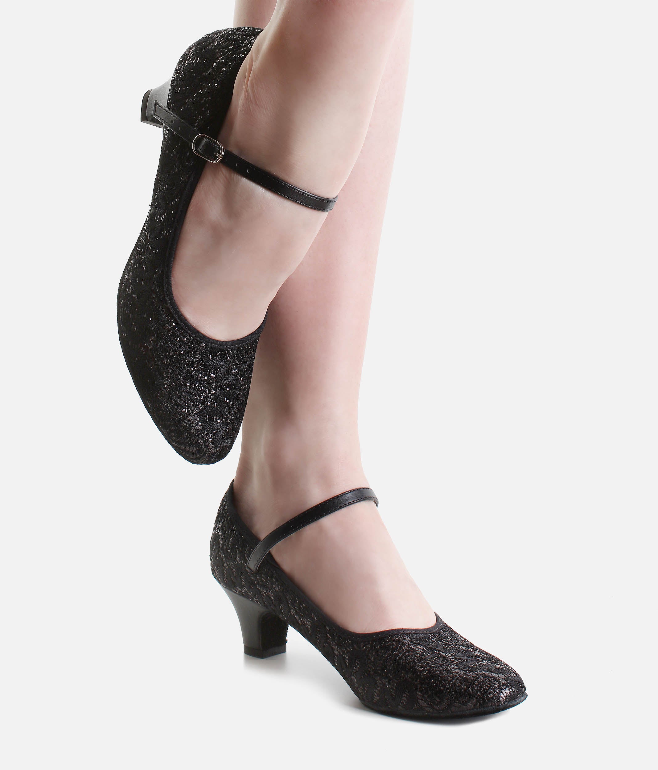 Sparkly Low Heel Ballroom Shoe Black Fabric So Danca UK Ireland