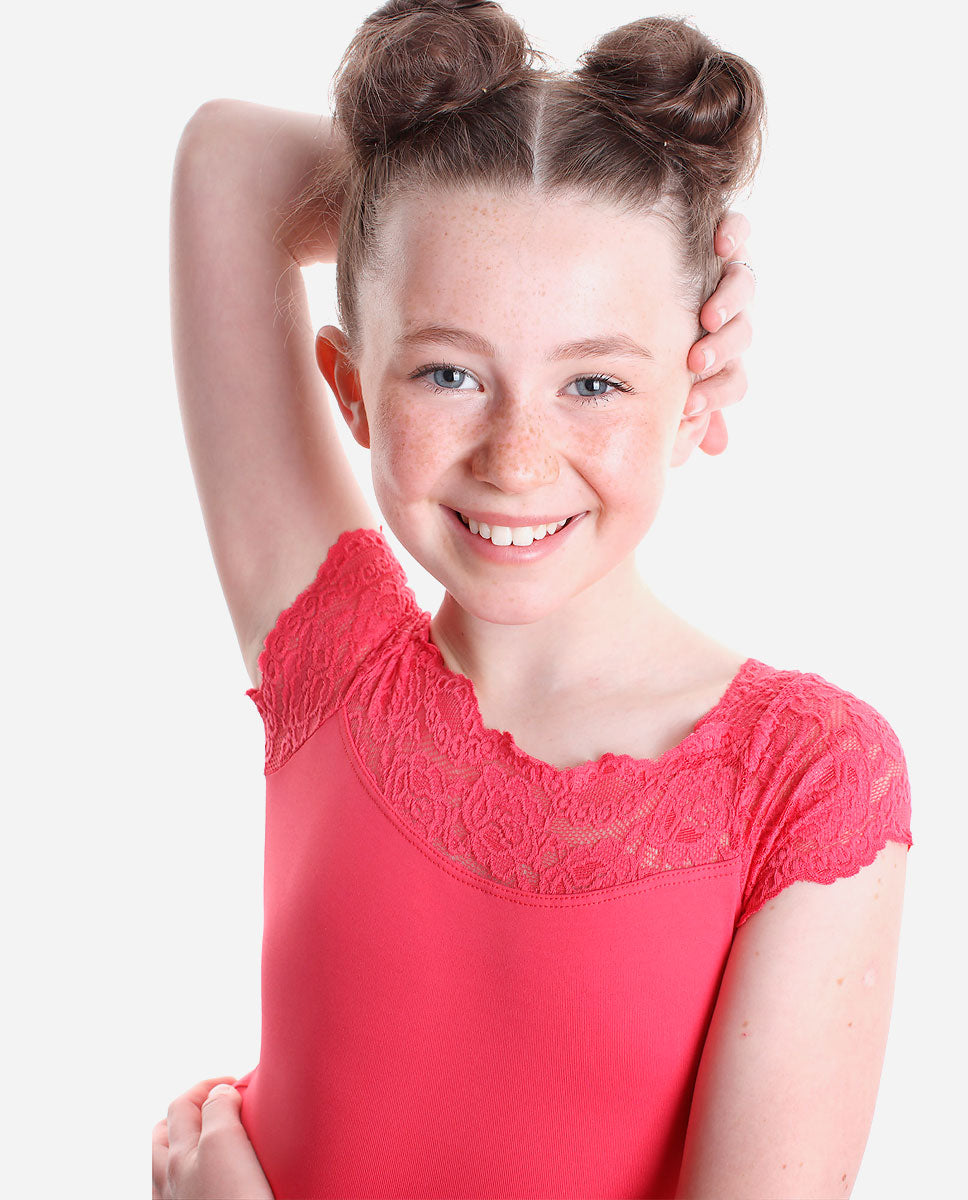 Girl's Lace-trim Leotard - SL 17