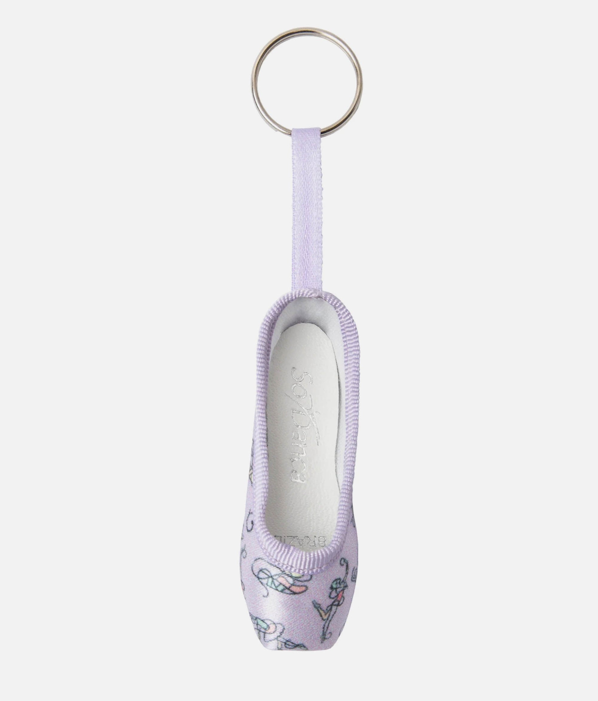Printed Satin Pointe Shoe Keyring, Perfect Ballet Gift - 016 #lilac_one