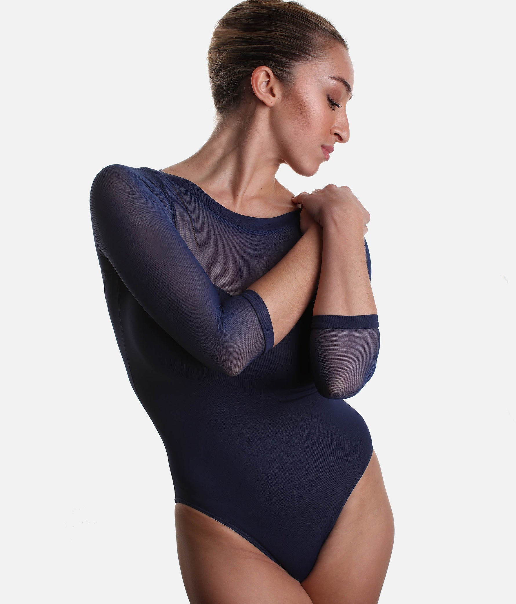 Long Mesh Sleeve Dance Leotard - SL 129 