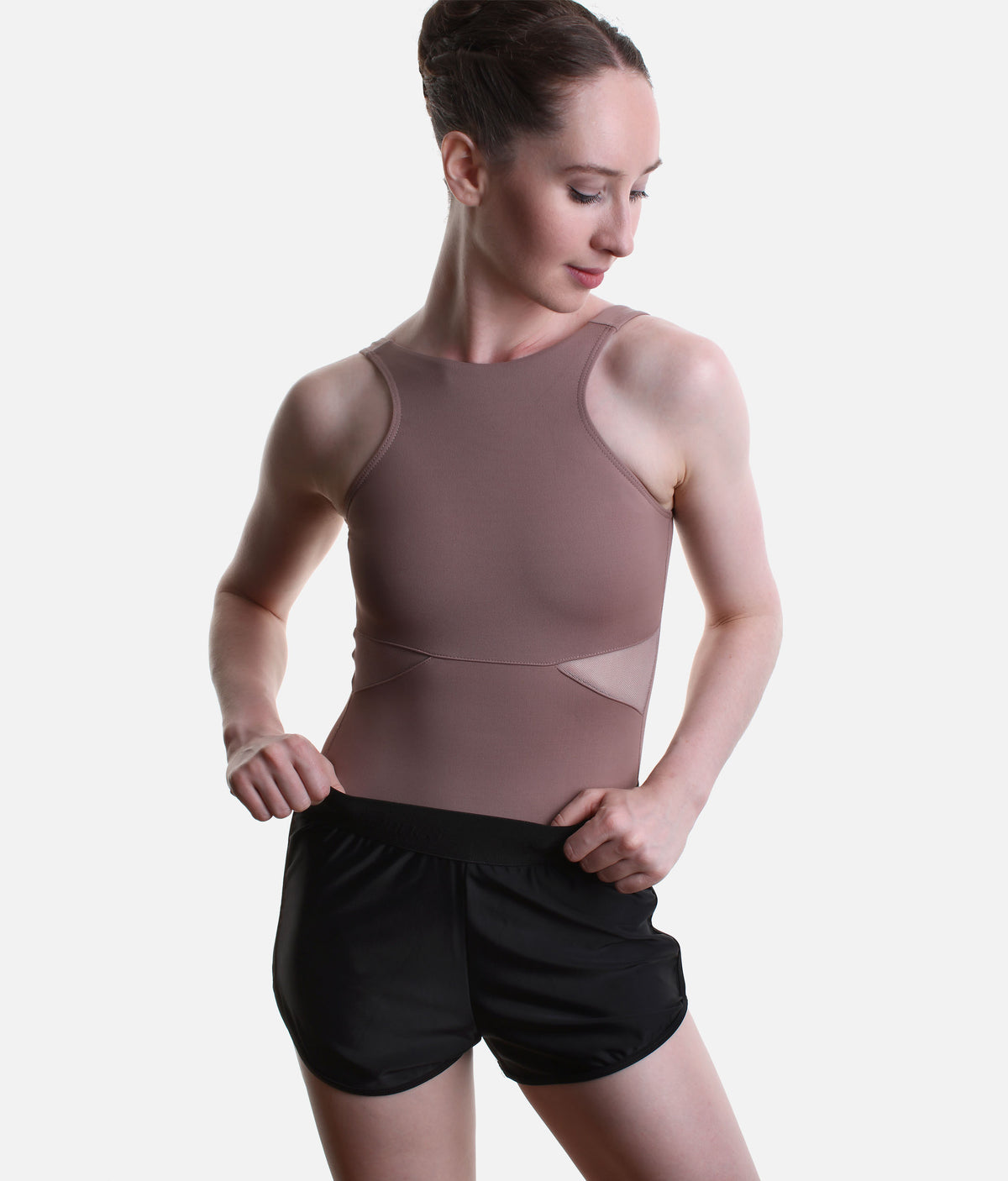 So Danca Flow Ease High-Waist Dance & Pilates Shorts – Ebano Brown & Black | SD2561 