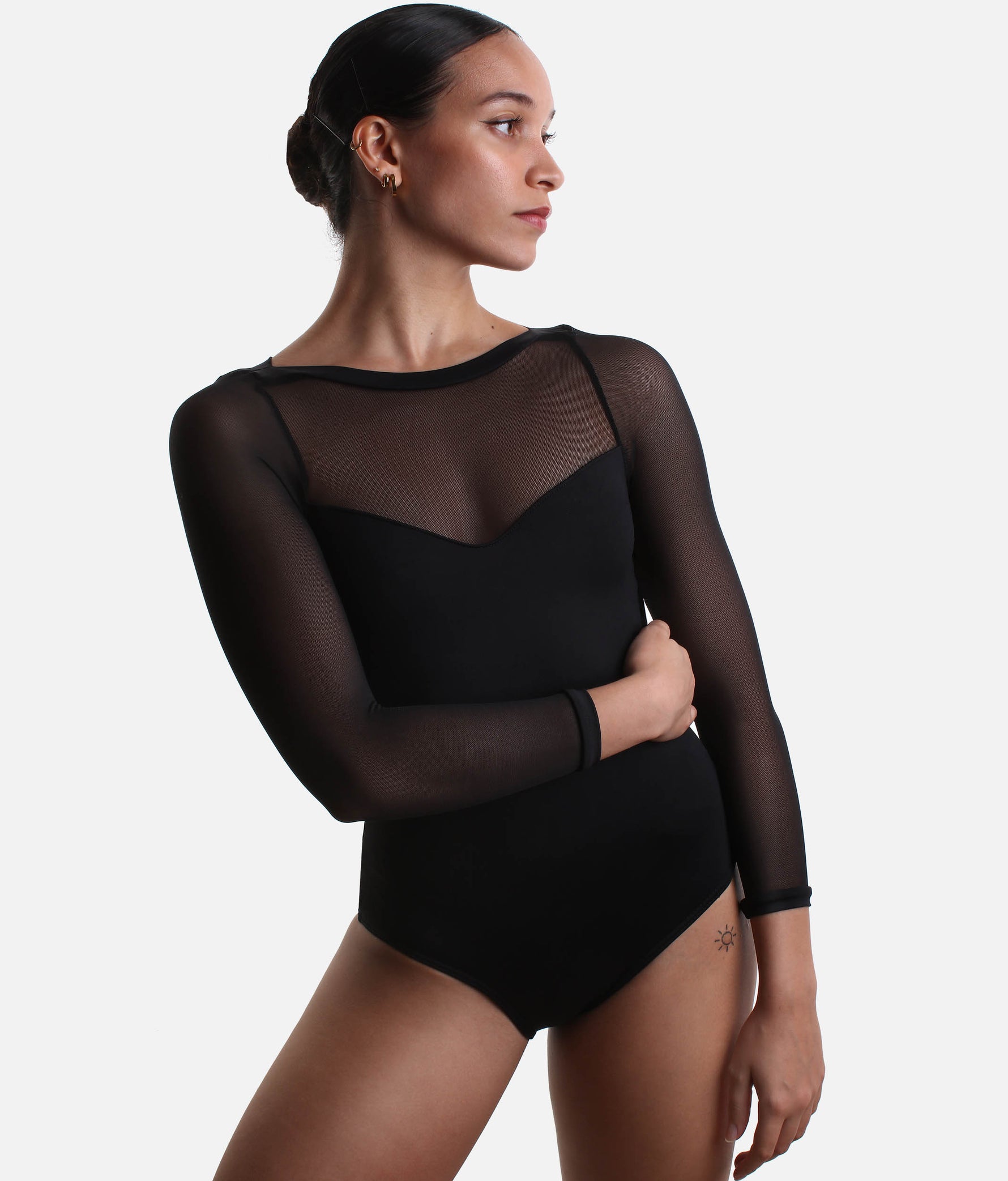 Long Mesh Sleeve Dance Leotard - SL 129 
