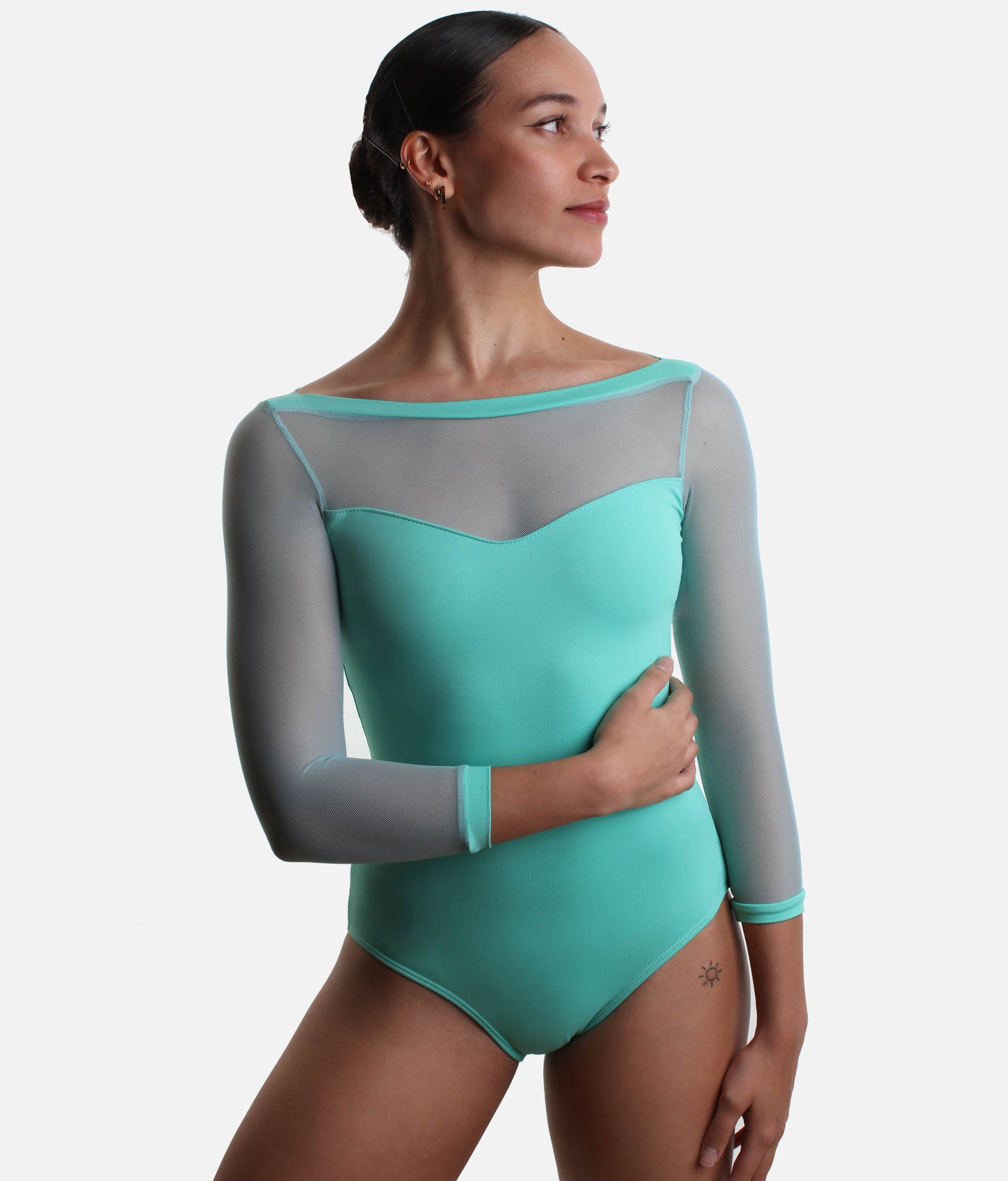 Long Mesh Sleeve Dance Leotard - SL 129 