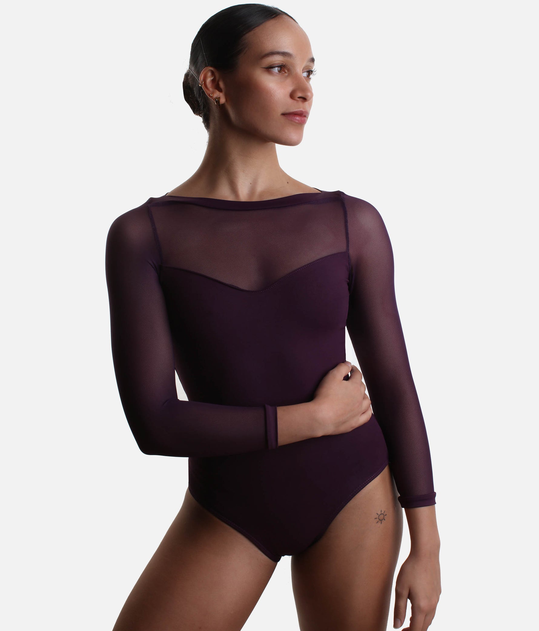 Long Mesh Sleeve Dance Leotard - SL 129 
