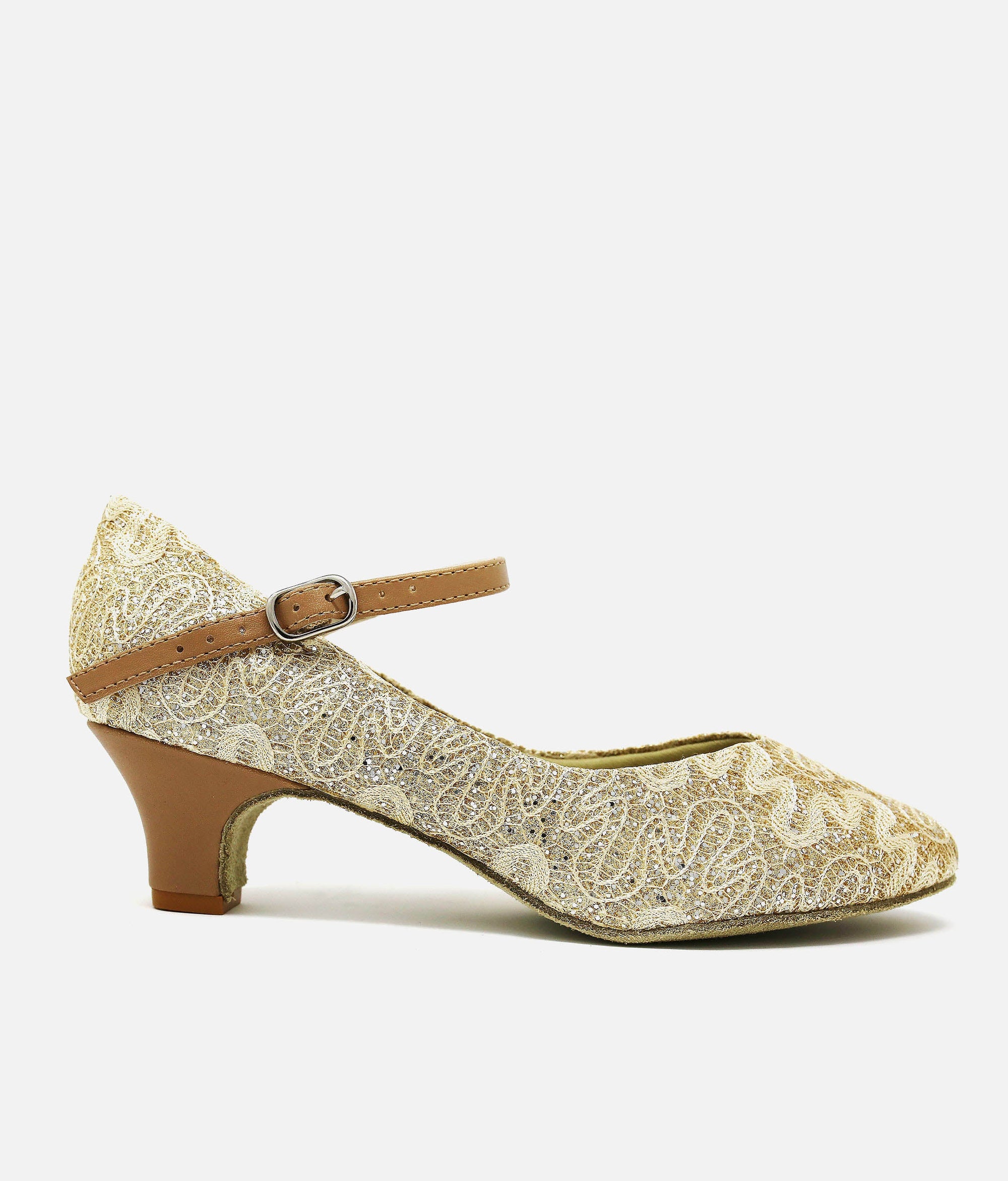 Low Heel Ballroom Shoe - BL 116 #gold-sparkle_3-UK