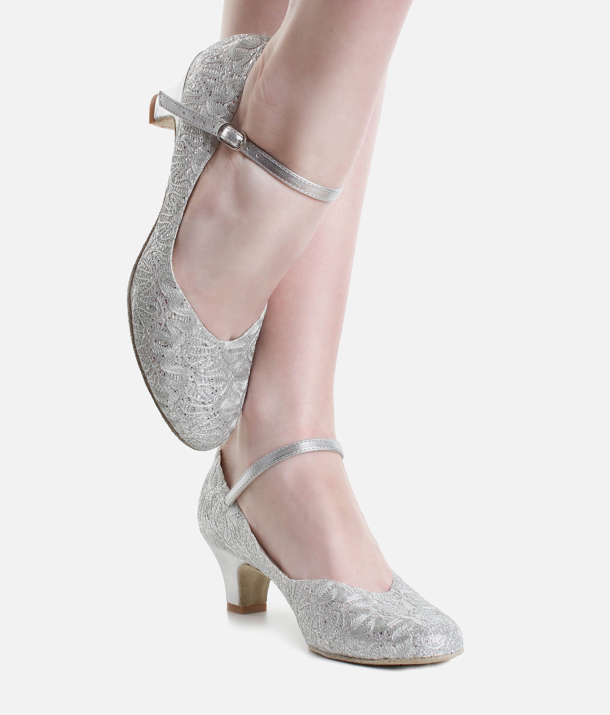Ballroom Dance Shoes with Low Heels - BL 116 #silver-sparkle_3-UK