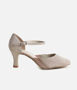 Sparkling Ballroom Practice Shoes with Buckle Strap & Full Suede Sole - BL118 