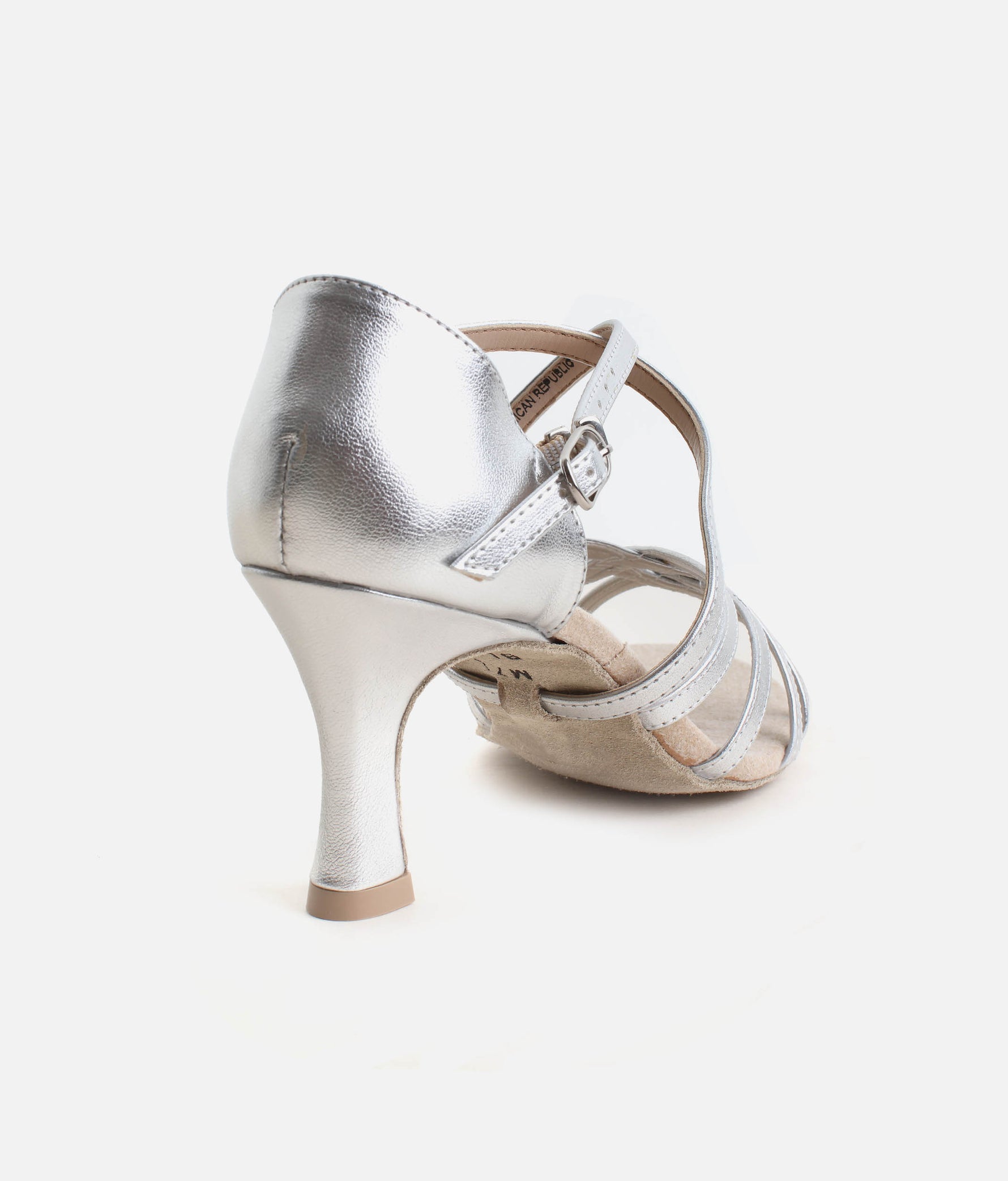 Silver Latin Dance Shoes 2.5” Heel - Latin Sandals with Suede Sole | BL164