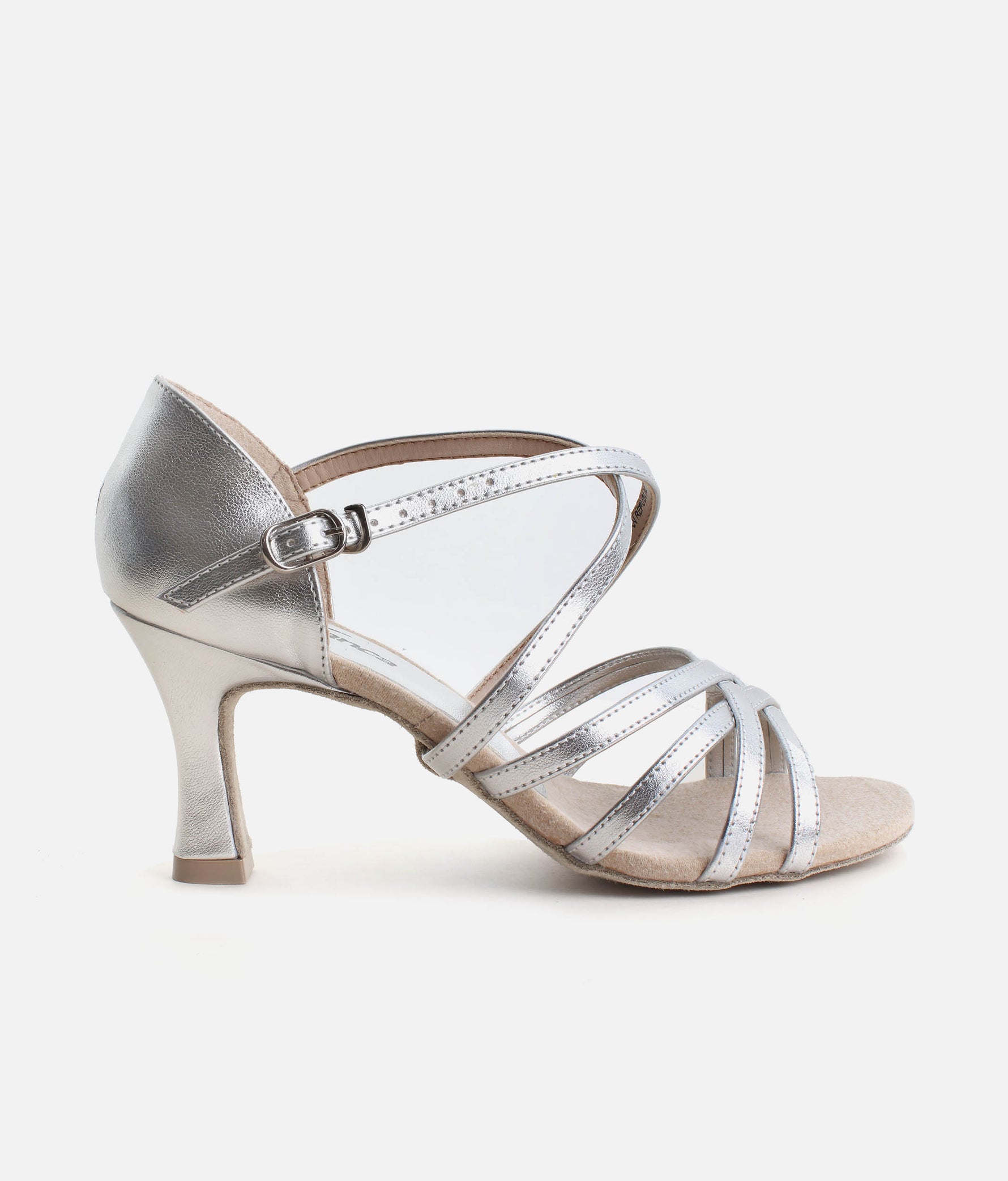 Silver Latin Dance Shoes 2.5” Heel - Latin Sandals with Suede Sole | BL164