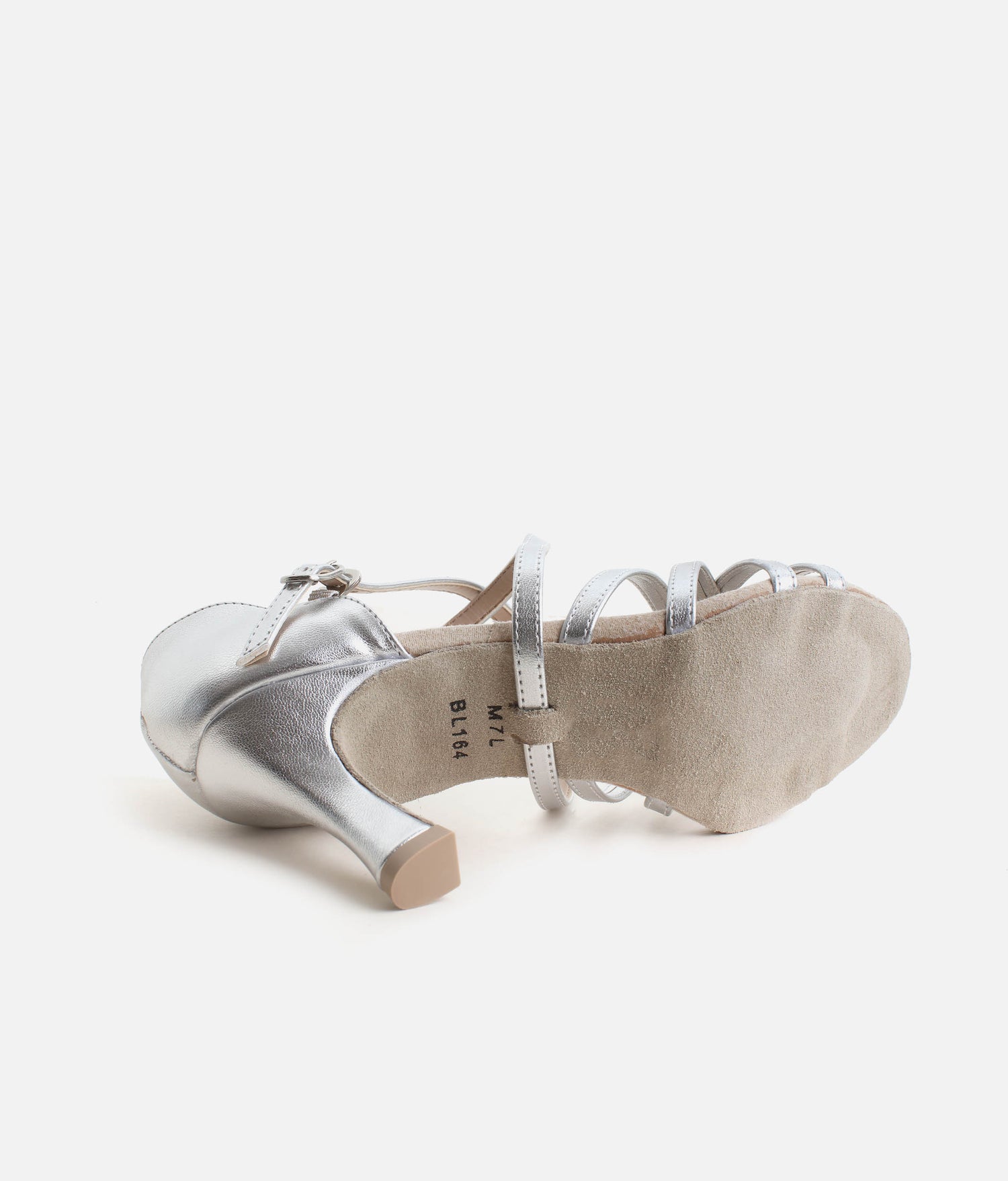 Silver Latin Dance Shoes 2.5” Heel - Latin Sandals with Suede Sole | BL164