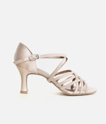 Satin Latin Dance Shoes, 2.5” Flared Heel with Easy Buckle - BL178 
