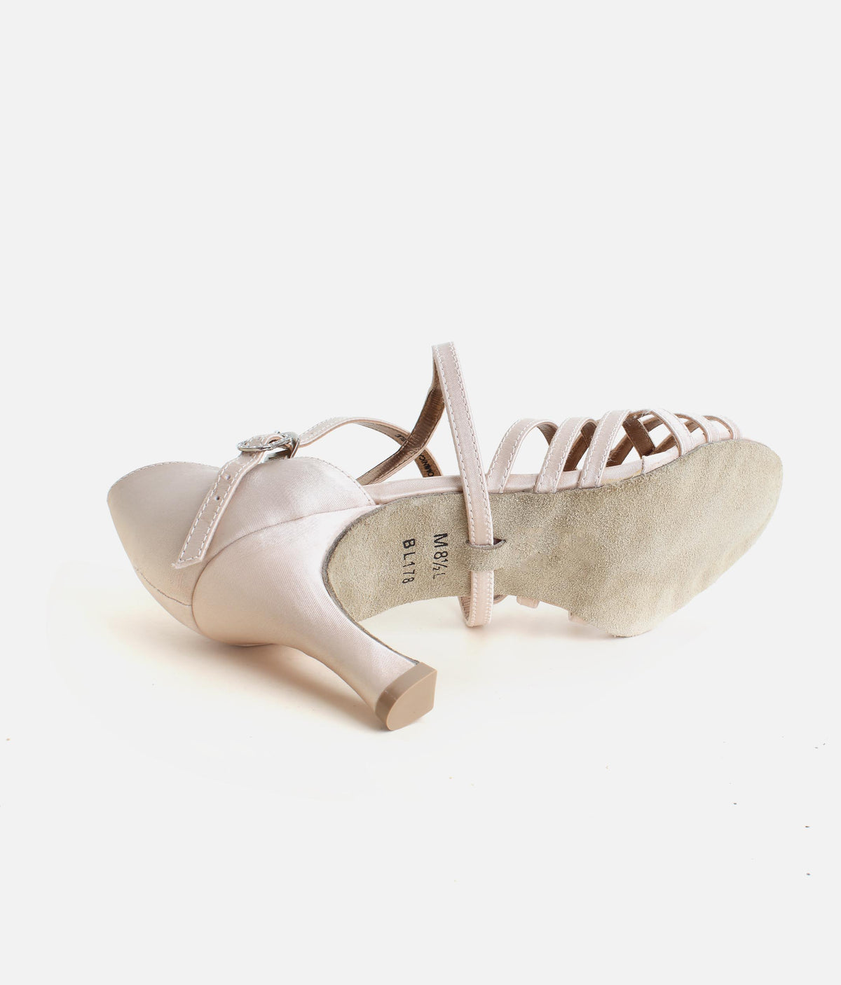 Satin Latin Dance Shoes, 2.5” Flared Heel with Easy Buckle - BL178 