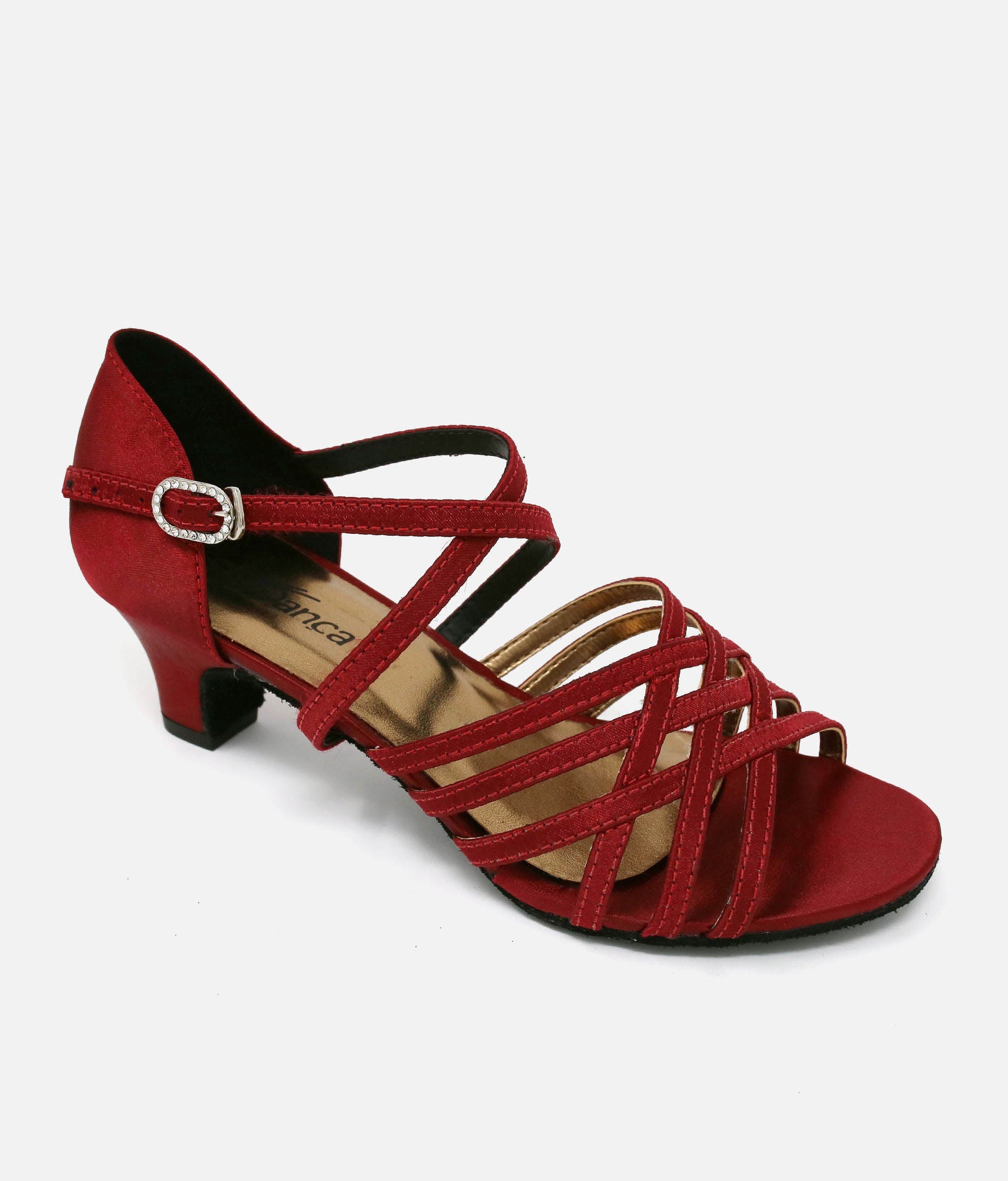 Strappy Satin Ballroom Shoe - BL 180 #burgundy_3-UK