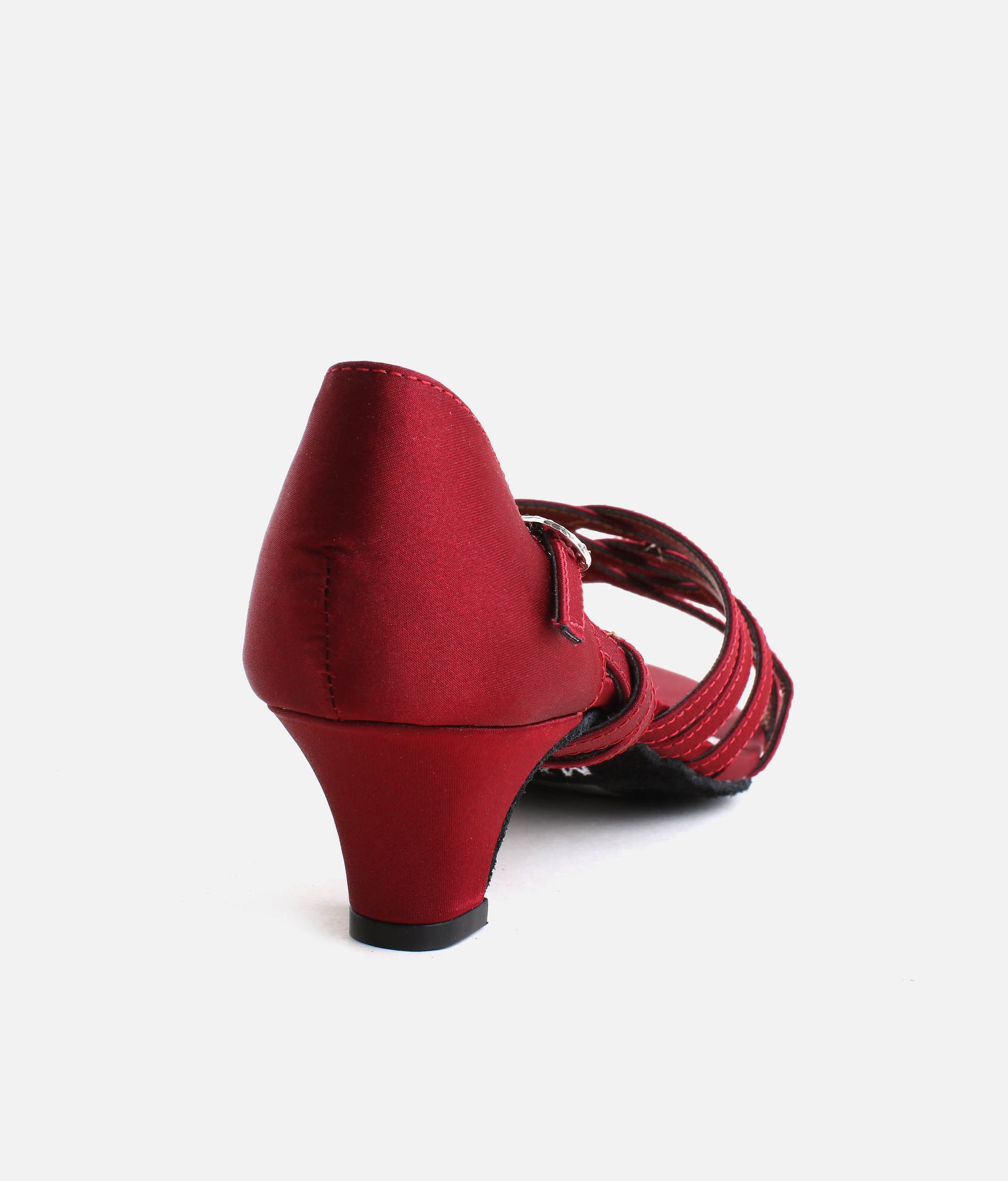 Low Heel Satin Ballroom Heels with Cross Straps & Diamante Buckle - BL180 