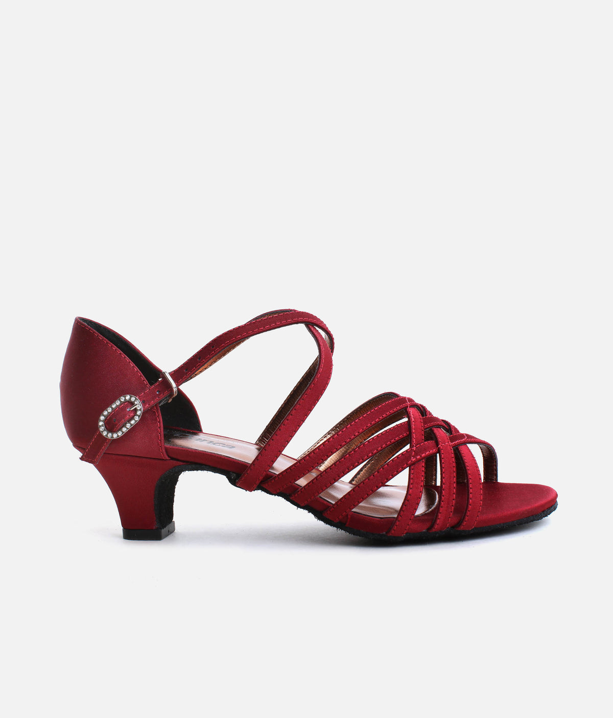 Low Heel Satin Ballroom Heels with Cross Straps & Diamante Buckle - BL180 