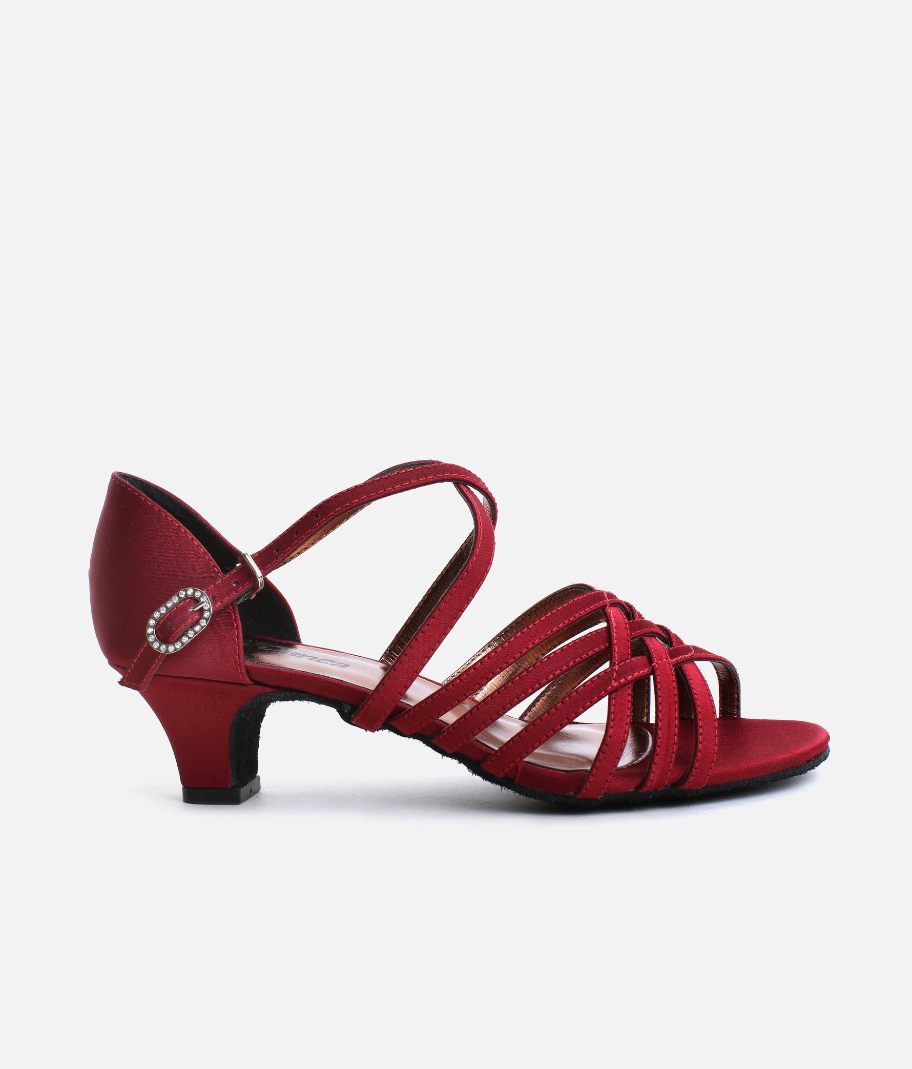 Low Heel Satin Ballroom Heels with Cross Straps & Diamante Buckle - BL180 