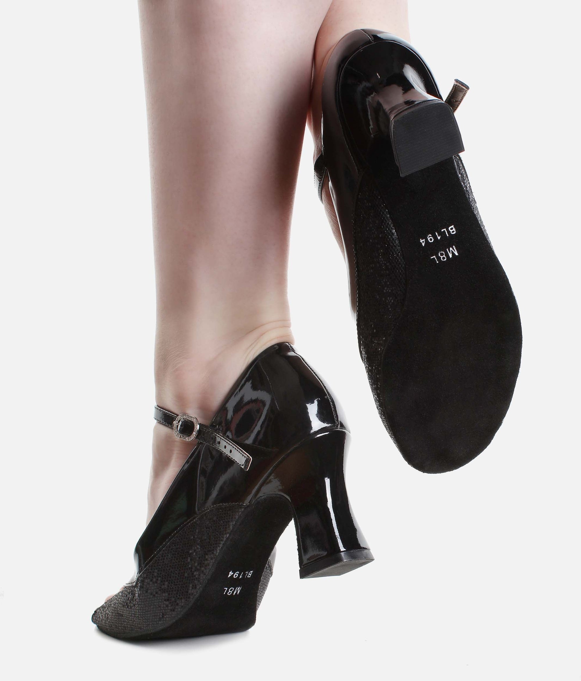 Peep Toe Ballroom Shoe - BL 194 #black_3-UK