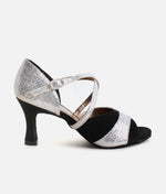 Open-Toe Ballroom Dance Shoes, X-Strap with Rhinestone Buckle - BL196 