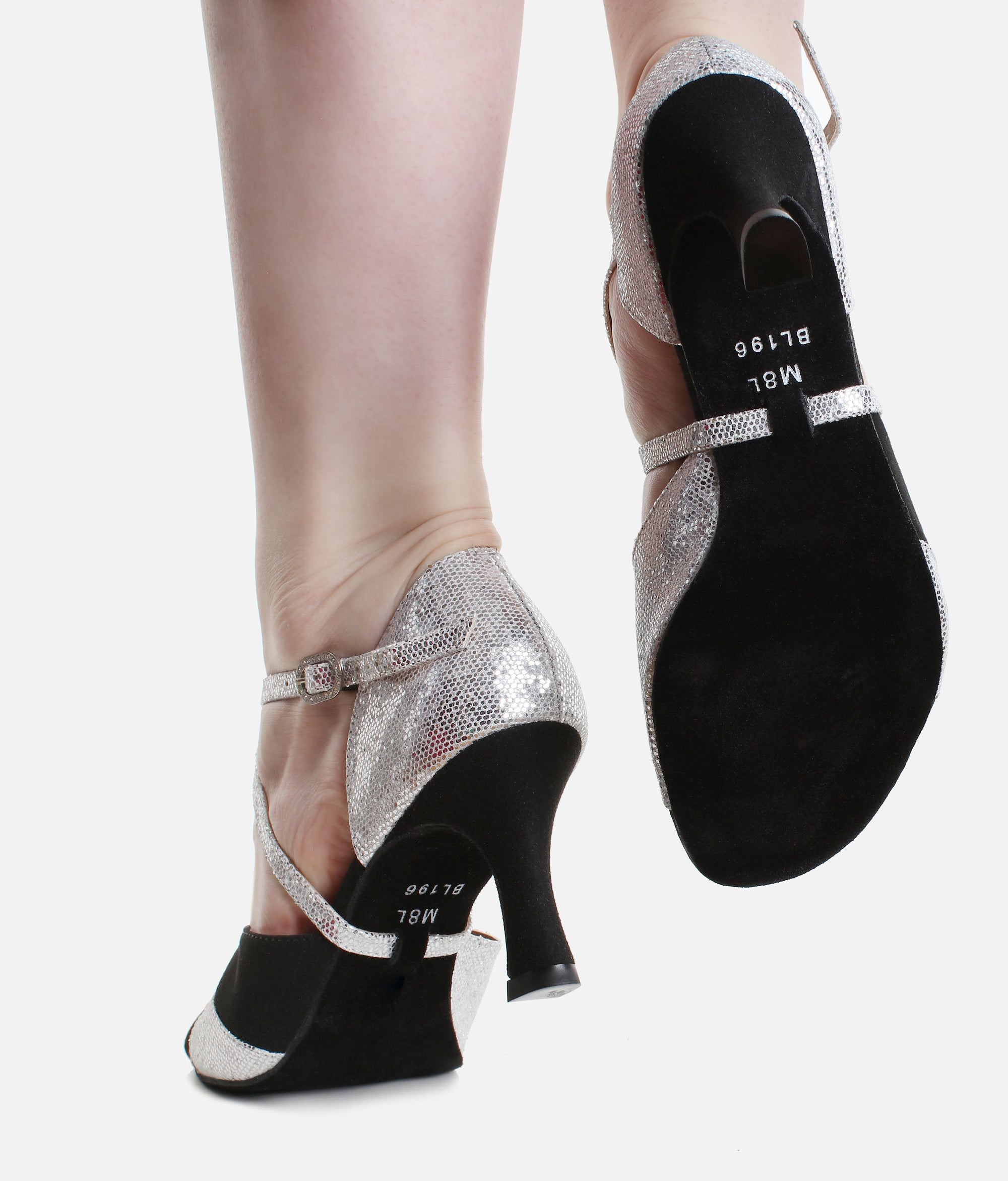 Open Toe  Ballroom Shoe - BL 196 #silver-black_3-UK