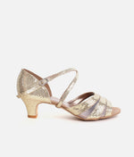 Sparkly Ballroom Practice Shoes for Women with Mesh Tri-Strap - BL198 
