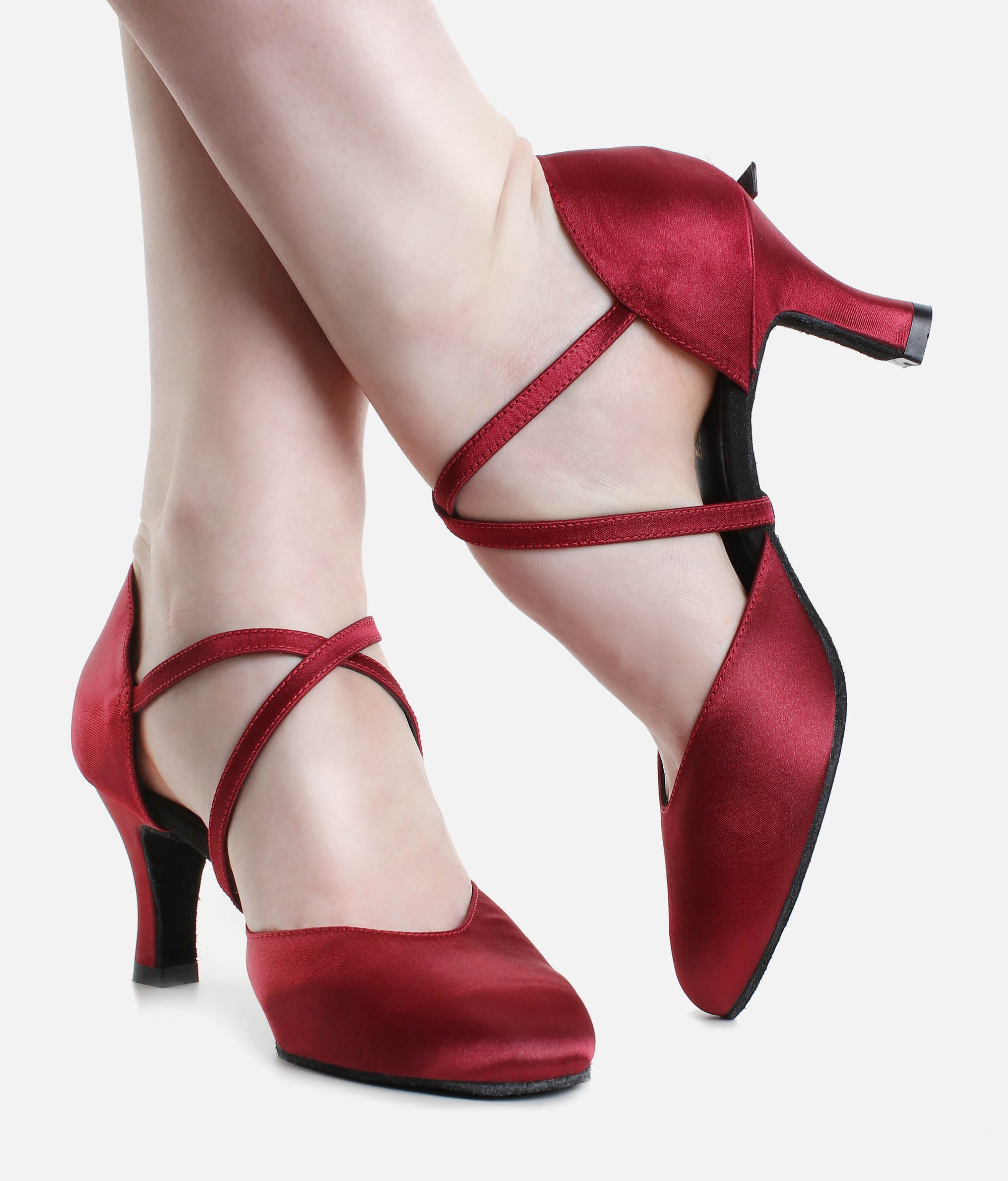 Satin Closed Toe Ballroom Shoe - BL 156 #burgundy_3-UK
