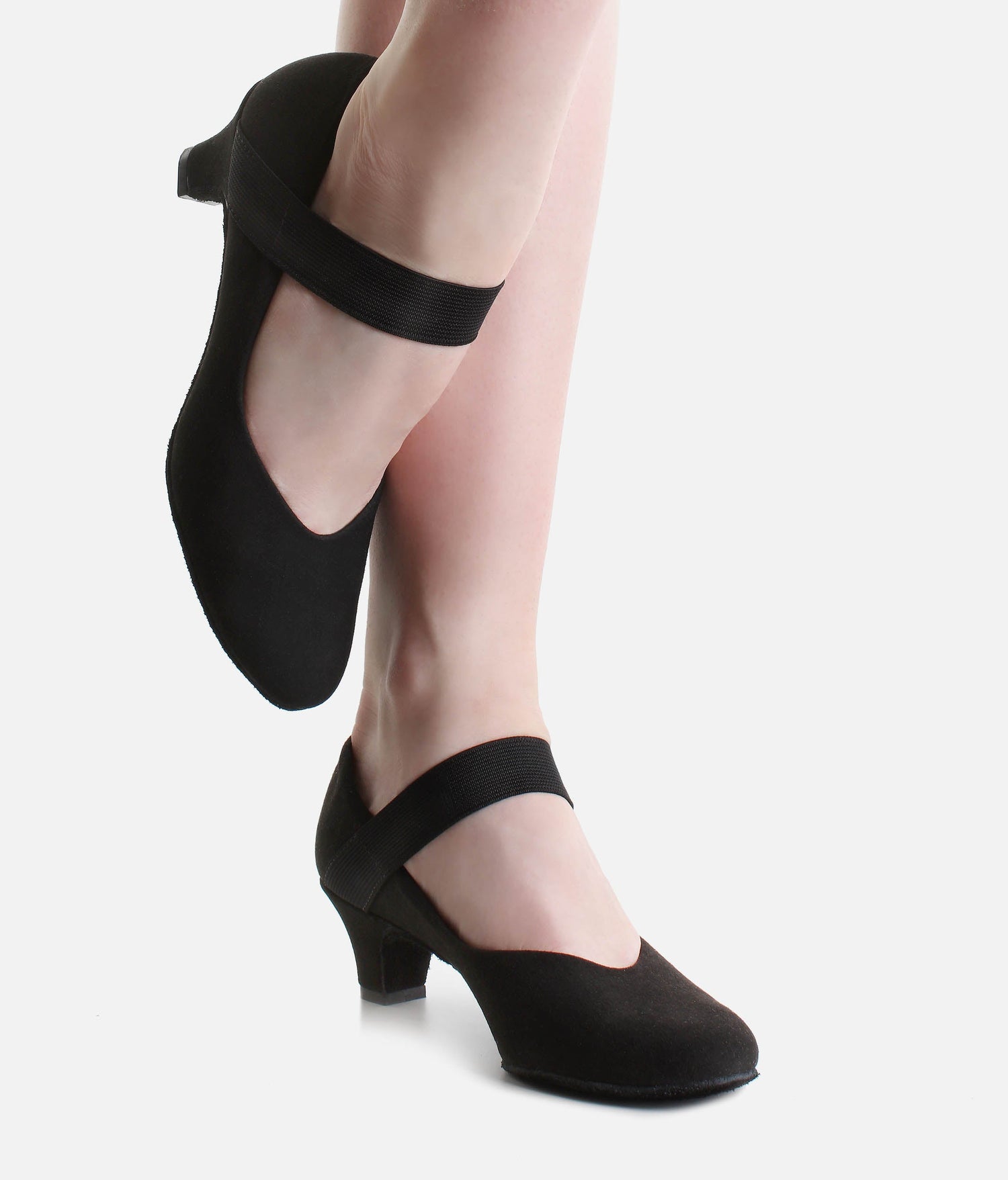 Low Heel Practice Ballroom Shoes, Suede Sole & Elastic Strap - BL184