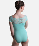 Lace Cap Sleeve Leotard, Elegant Boatneck Dancewear - BY11 