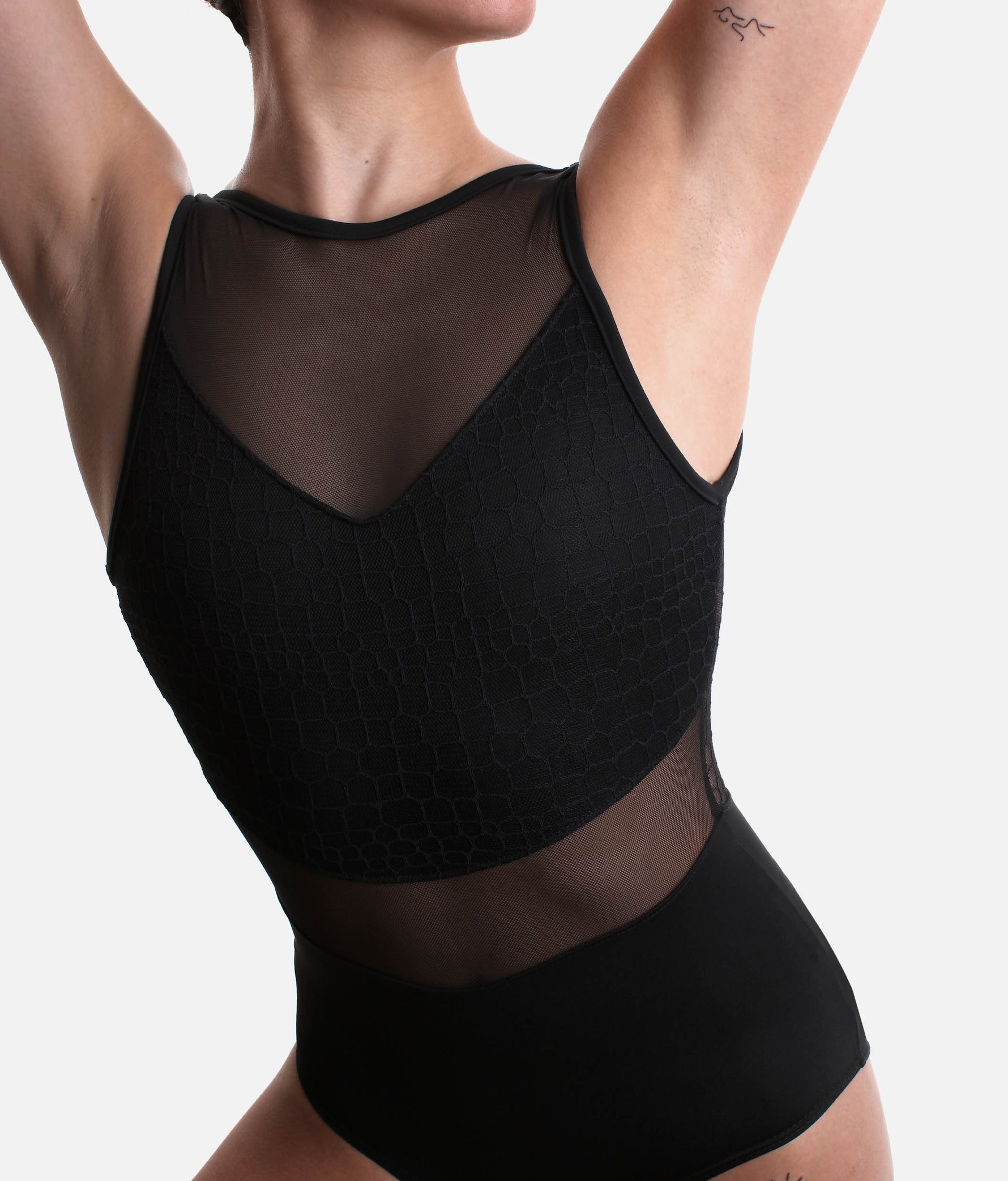 SUELI Mesh Dance Leotard with Low Scoop Back | BY68 