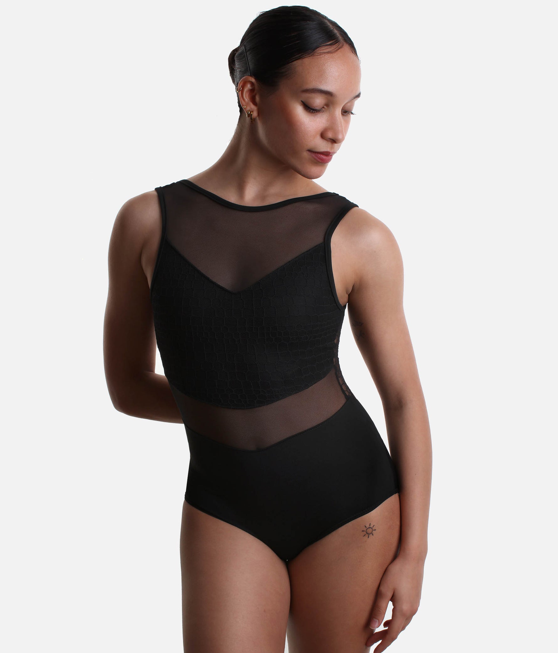 SUELI Mesh Dance Leotard with Low Scoop Back | BY68 