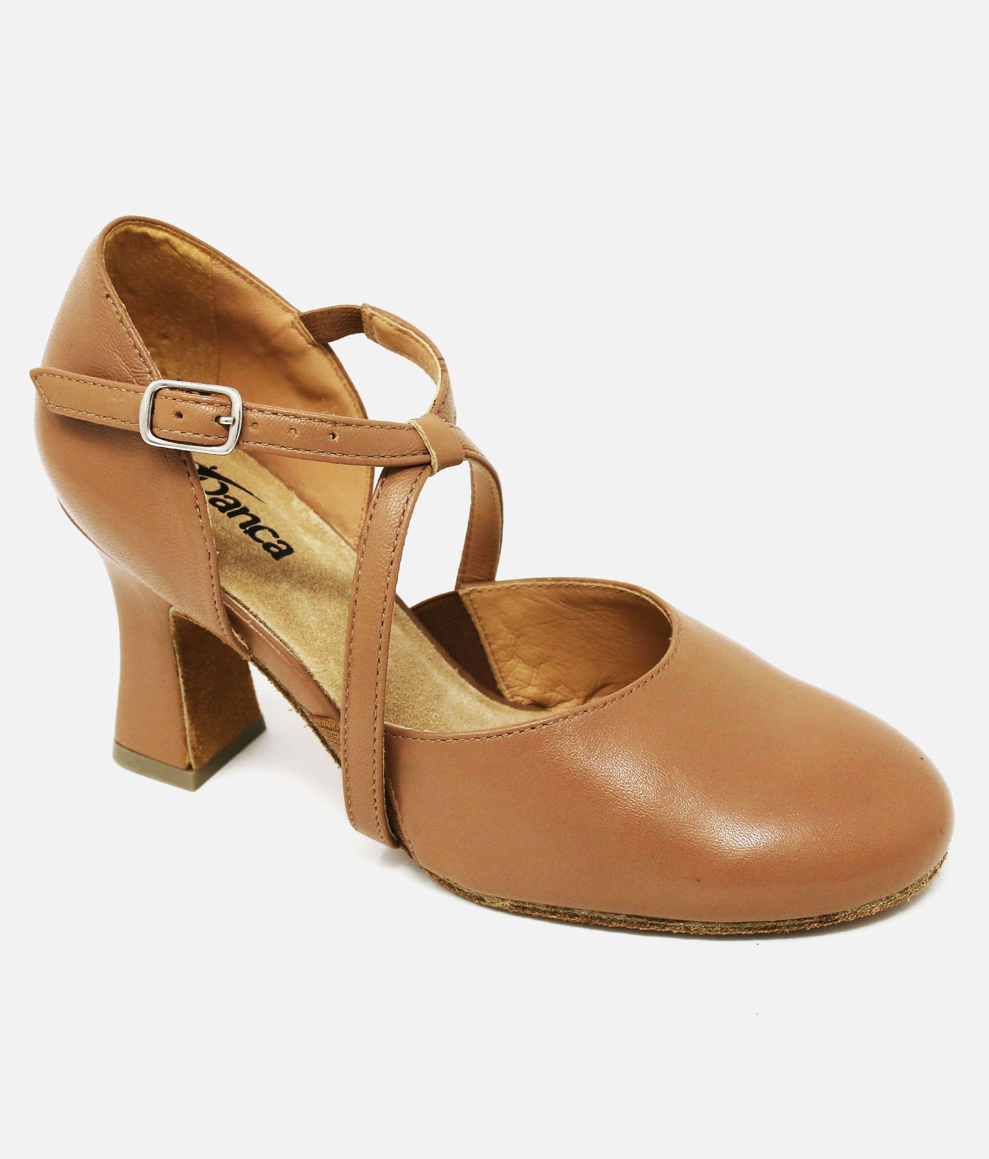 Broadway/Cabaret X-strap Shoe - SD 143 #caramel_3-UK