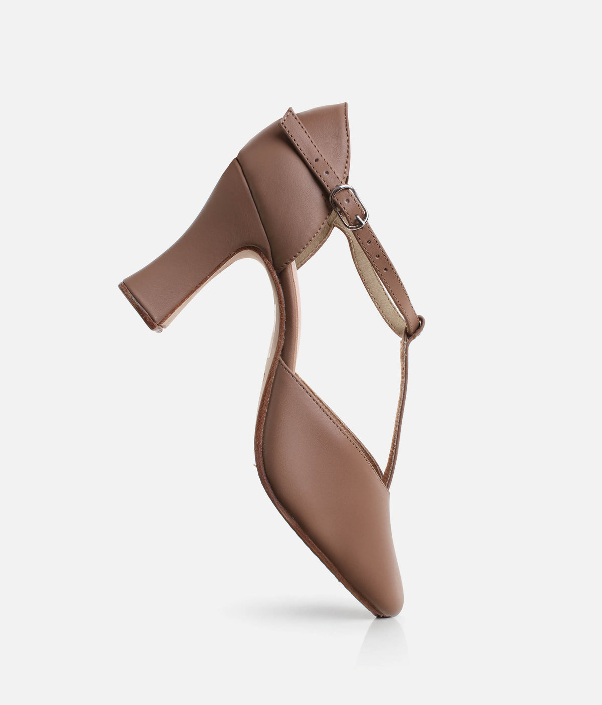 High Heel T-Strap Character Dance Shoes, Premium Leather Upper - CH98 