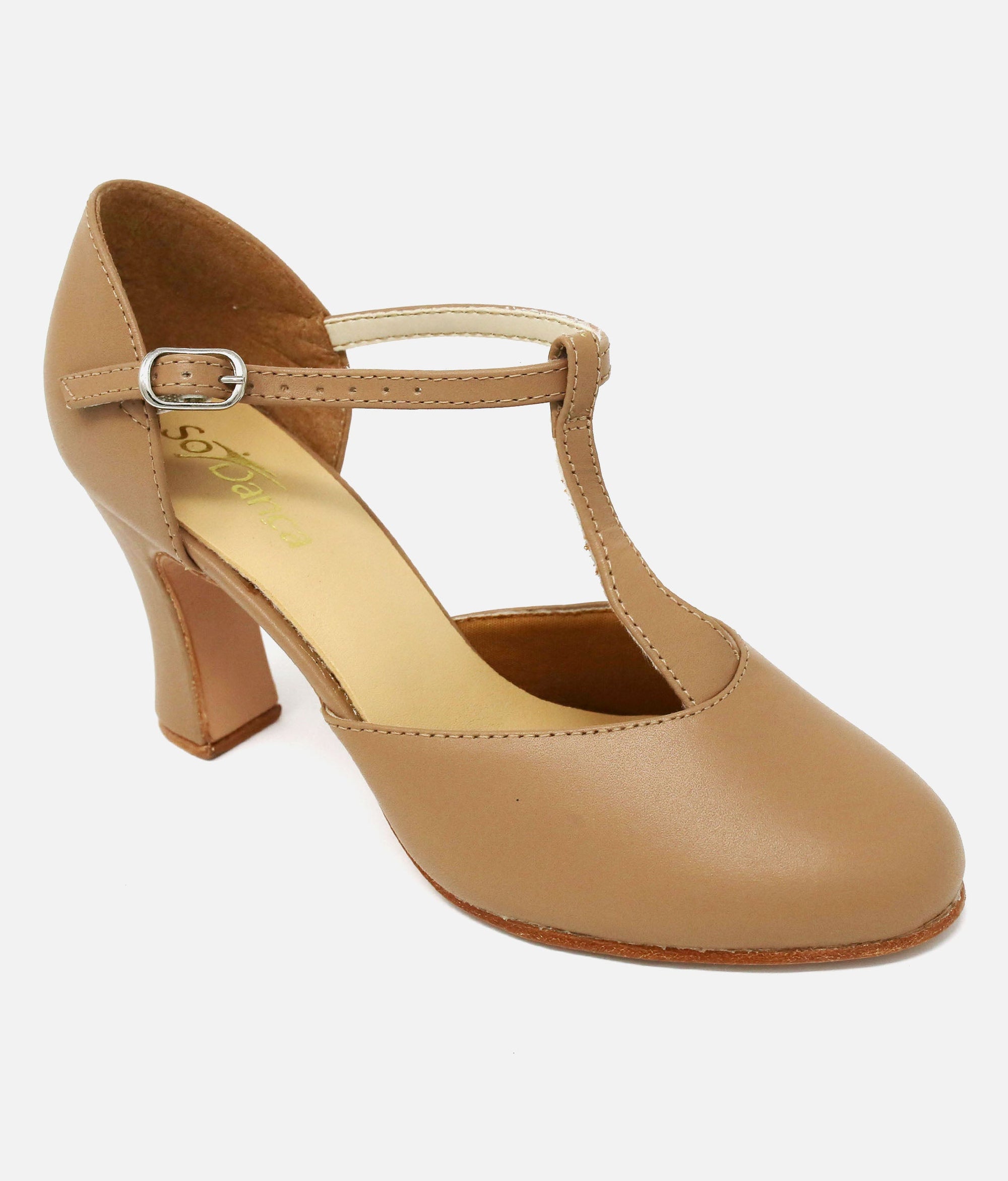 High Heel T-bar Character Shoe - CH  98 #caramel_1-UK