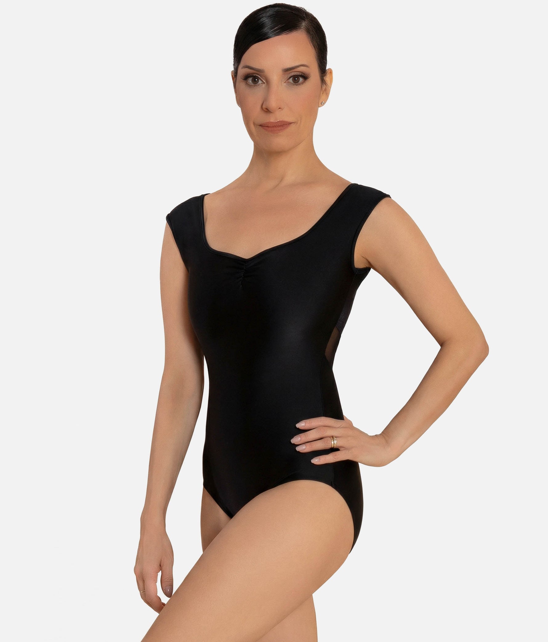 Cap Sleeve Leotard, Mesh Back - CM62