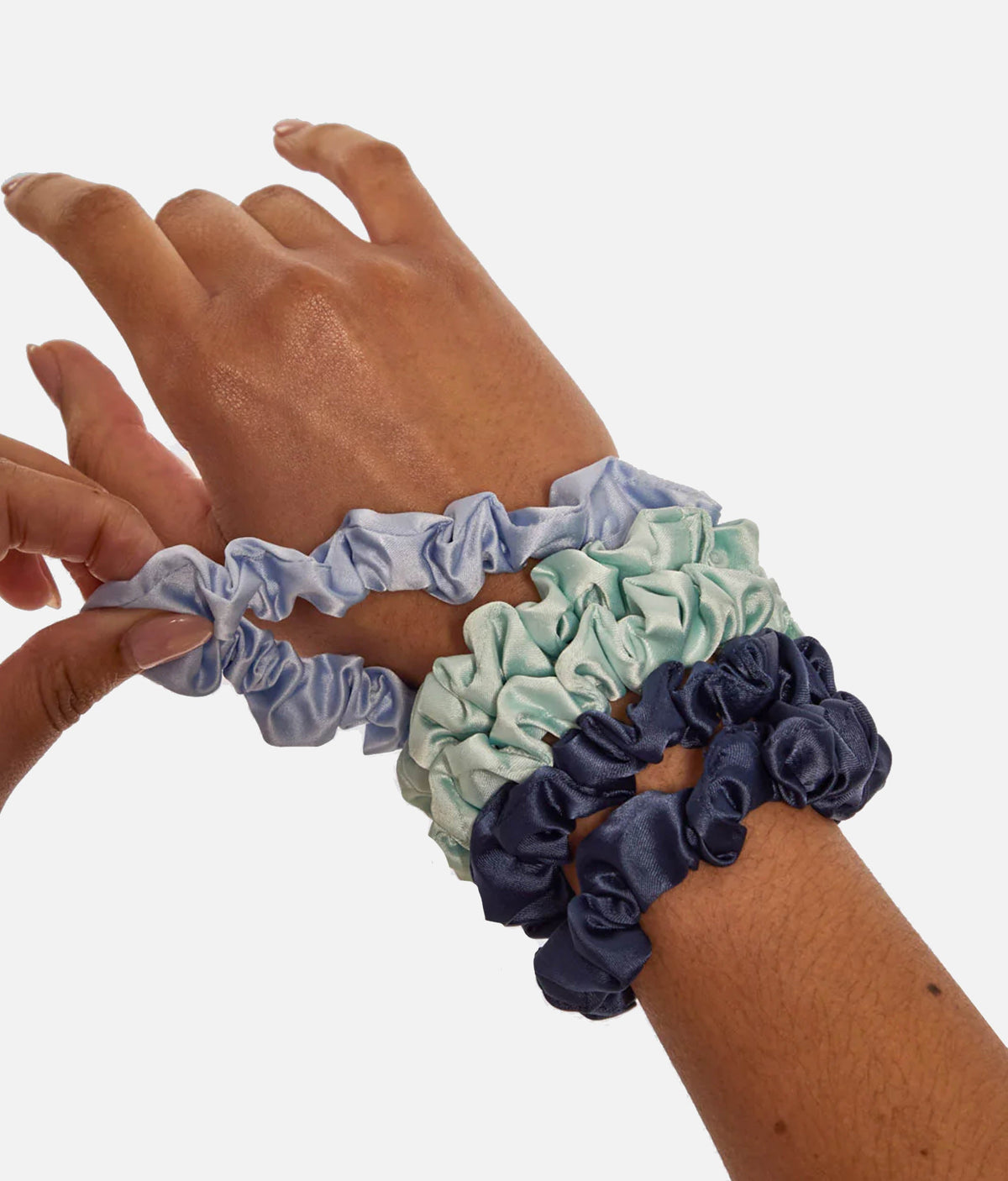 Petite SATIN SCRUNCHIES, 5pc Gentle, Stylish & Crease-Free Ties 