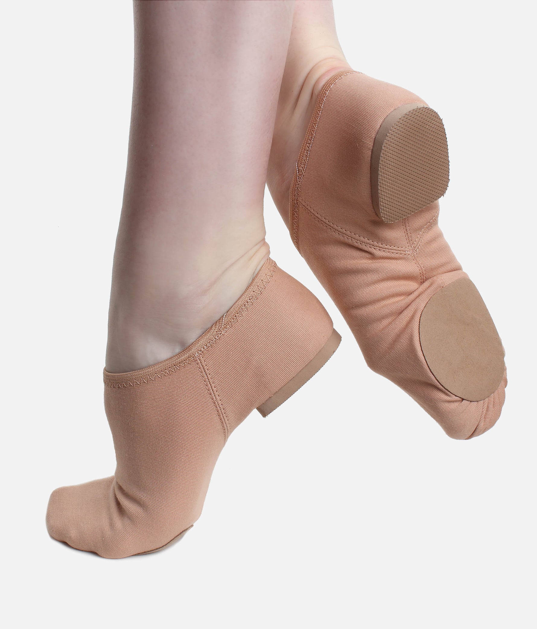 Vegan Stretch Canvas Jazz Shoes, Fully Elasticated, Split Sole Slip-On - JZ75 VG #nude_1-UK