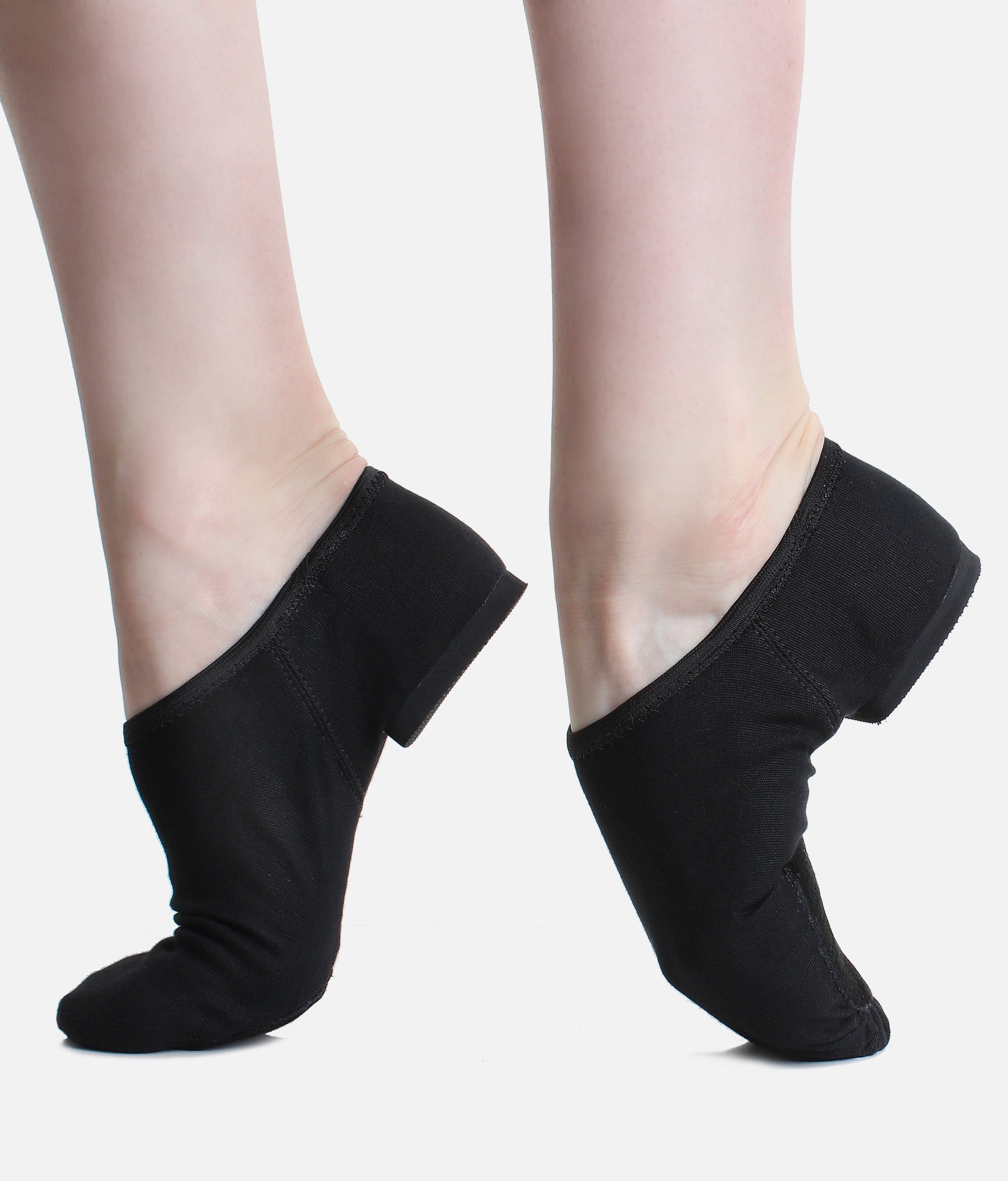 Child Vegan Stretch Canvas Split Sole Jazz Shoe - JZ 75 Vegan #black_1-UK