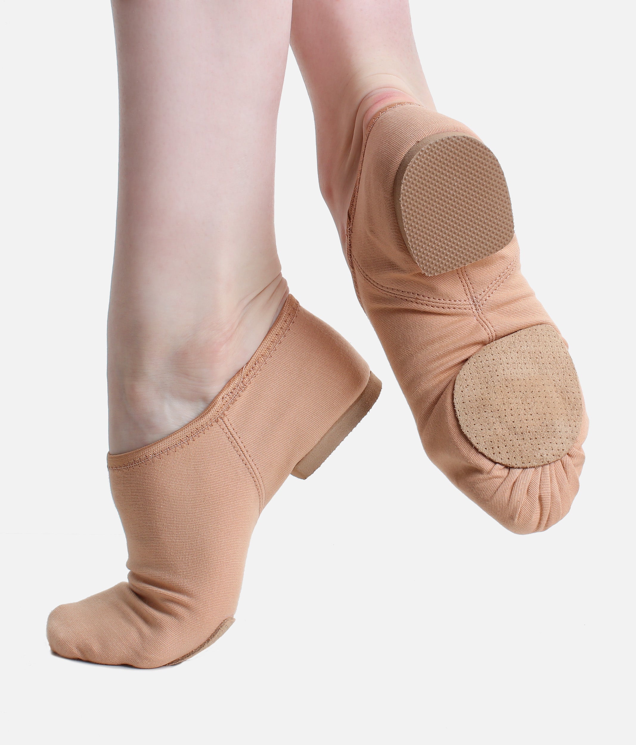 Stretch Canvas Jazz Shoes with Split Sole, Slip-On Dance Shoes - JZ75 #nude_1-UK