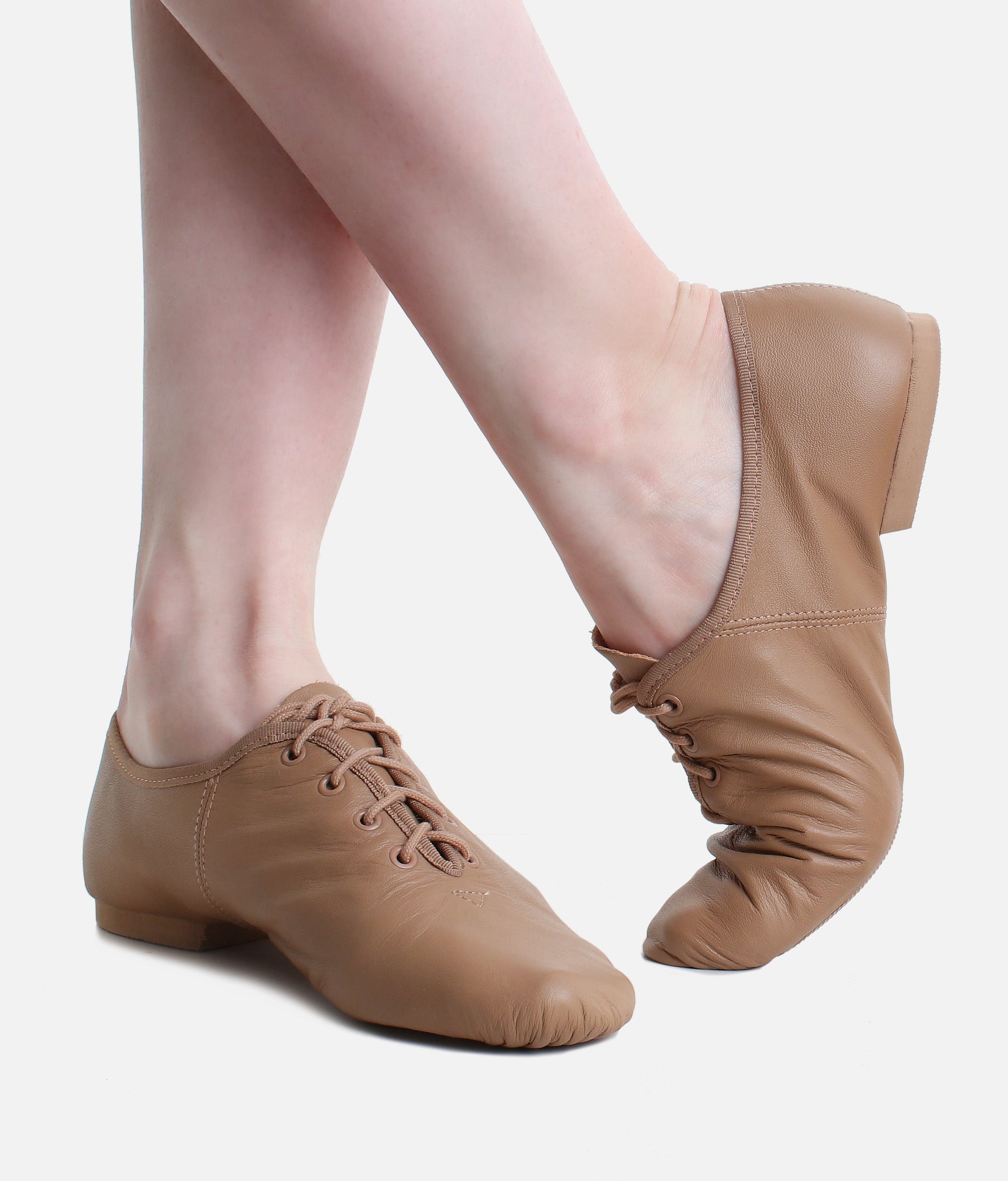 Split Sole Laced Jazz Shoe - JZE 09 #caramel_1-UK