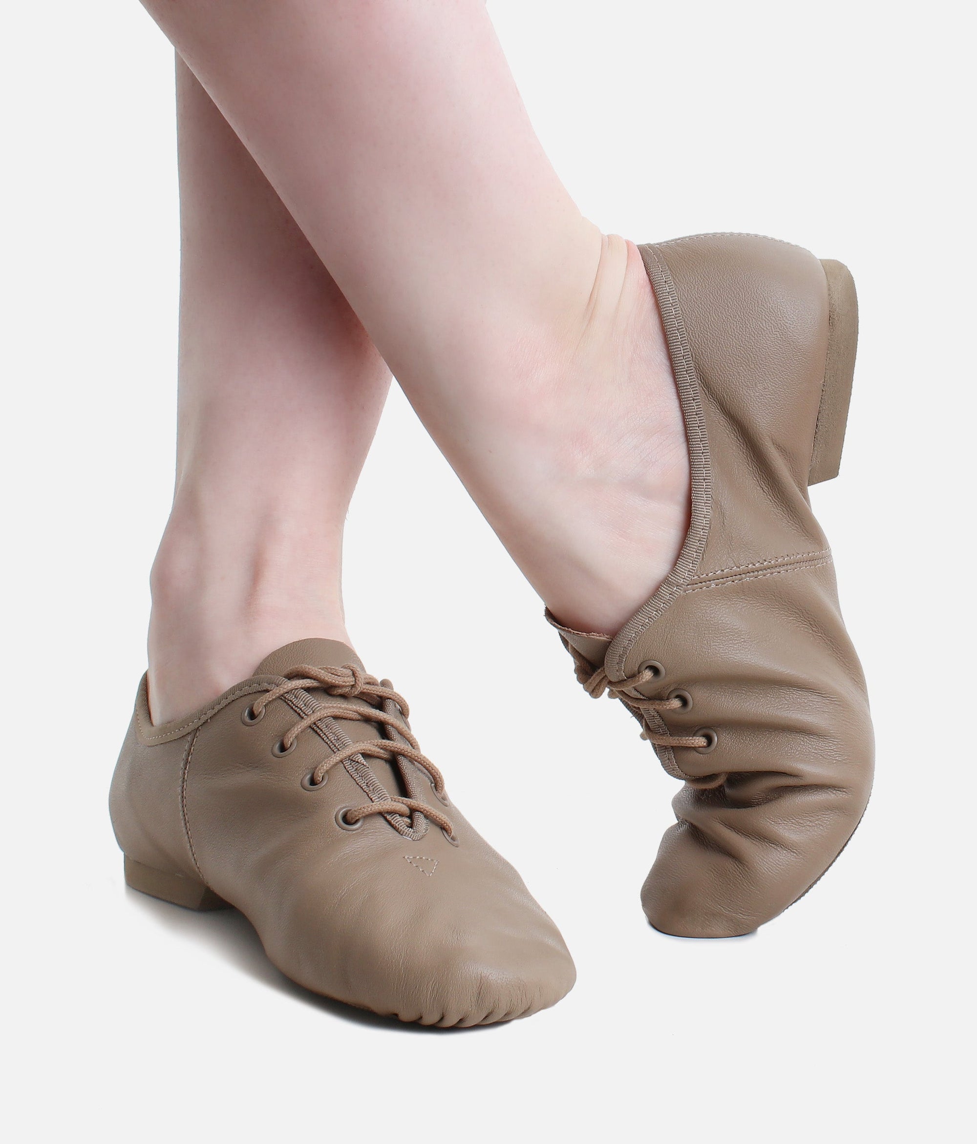 Split Sole Laced Jazz Shoe - JZE 09 #tan_1-UK