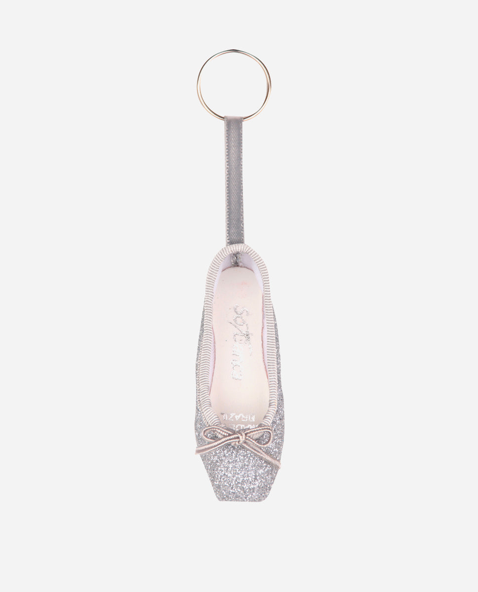 Sparkly Glitter Pointe Shoe Keyring - KCE01G #silver_one