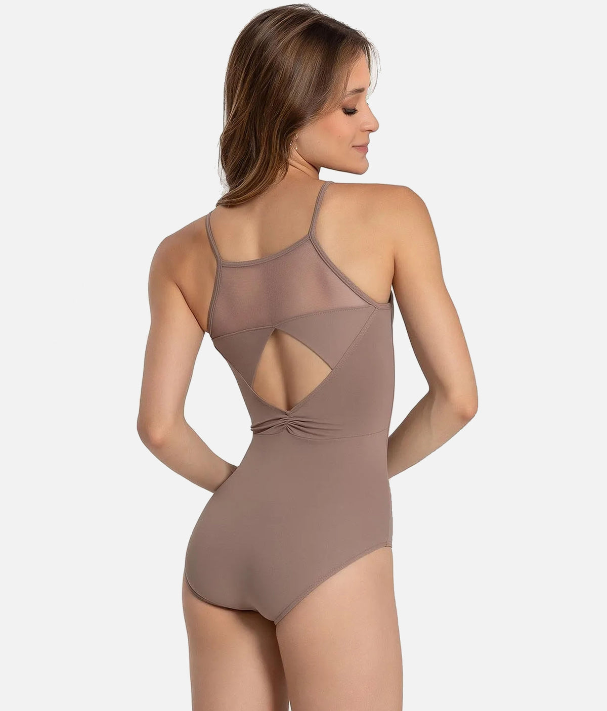 So Danca Luciana Sagioro Mesh Camisole Ballet Leotard, Cut-Out Back – Nut | LS68