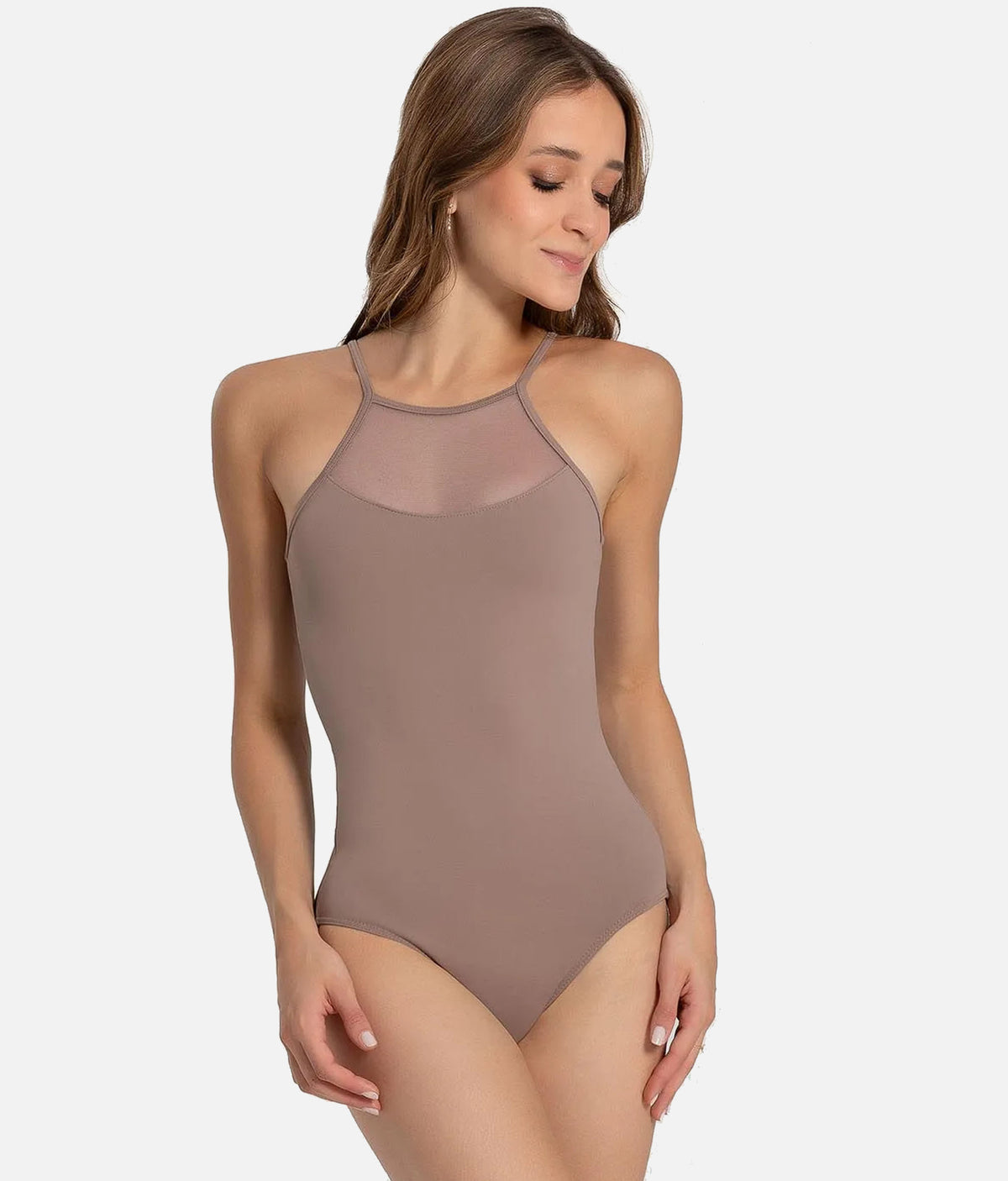 So Danca Luciana Sagioro Mesh Camisole Ballet Leotard, Cut-Out Back – Nut | LS68