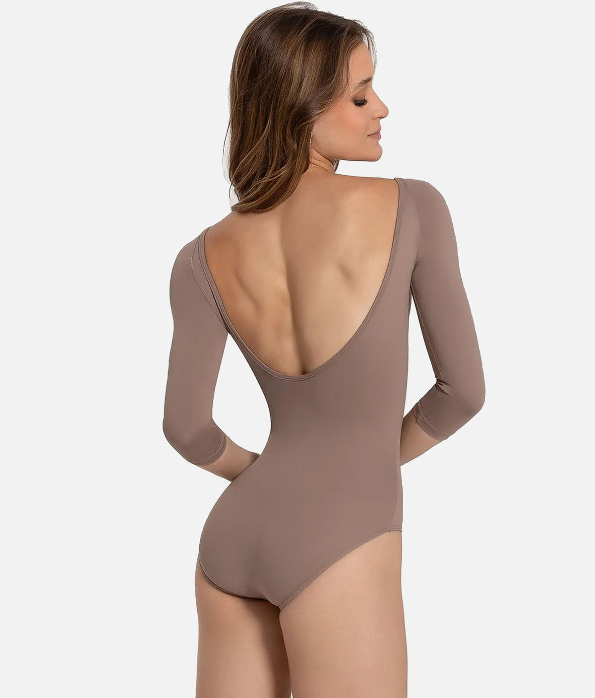 Luciana Sagioro 3/4 Sleeve Ballet Leotard with Low Back - Nut | LS69