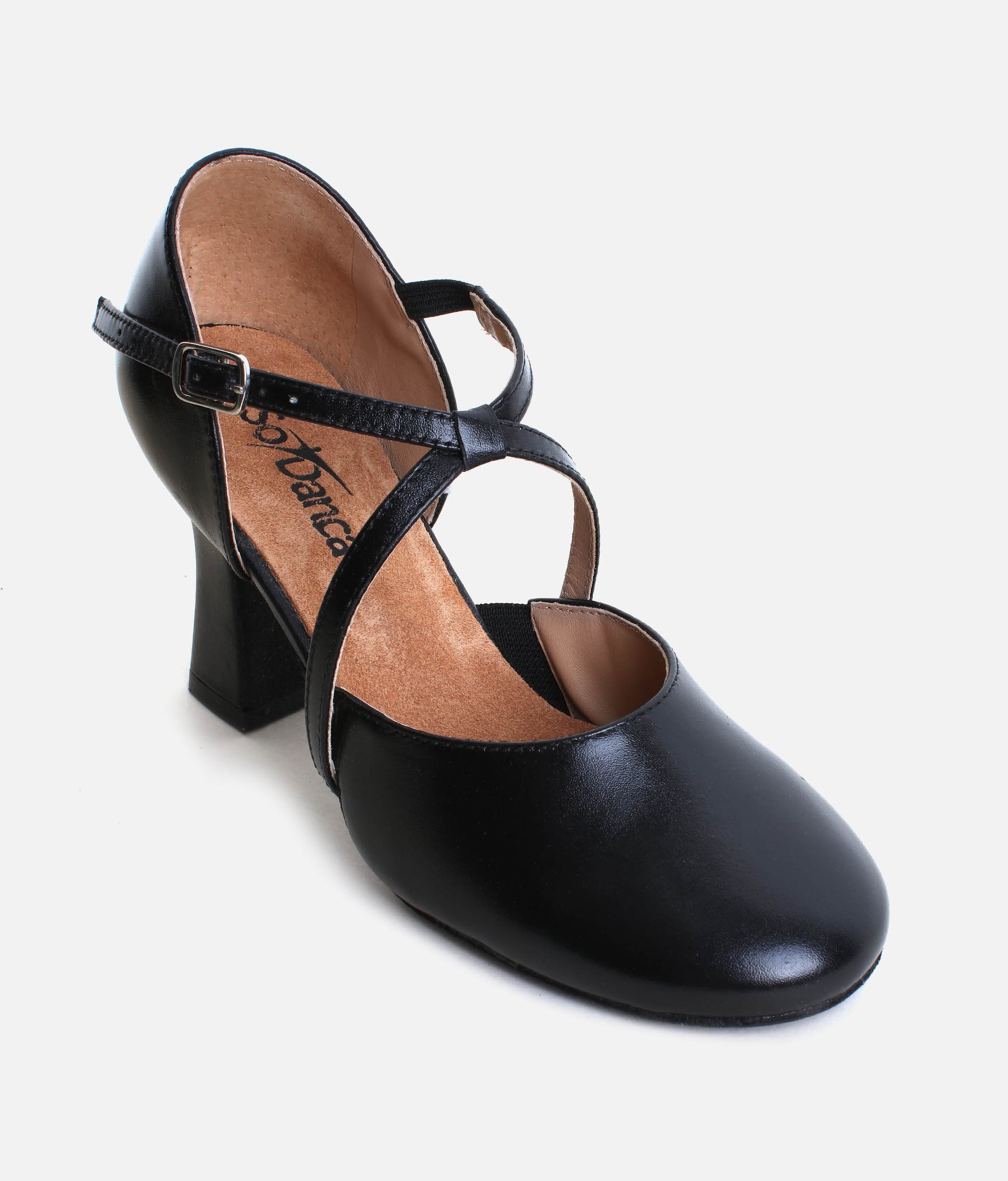 3” Broadway X-Strap Character Shoes, Leather Cabaret Heels - SD143 