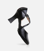 3” Broadway X-Strap Character Shoes, Leather Cabaret Heels - SD143 