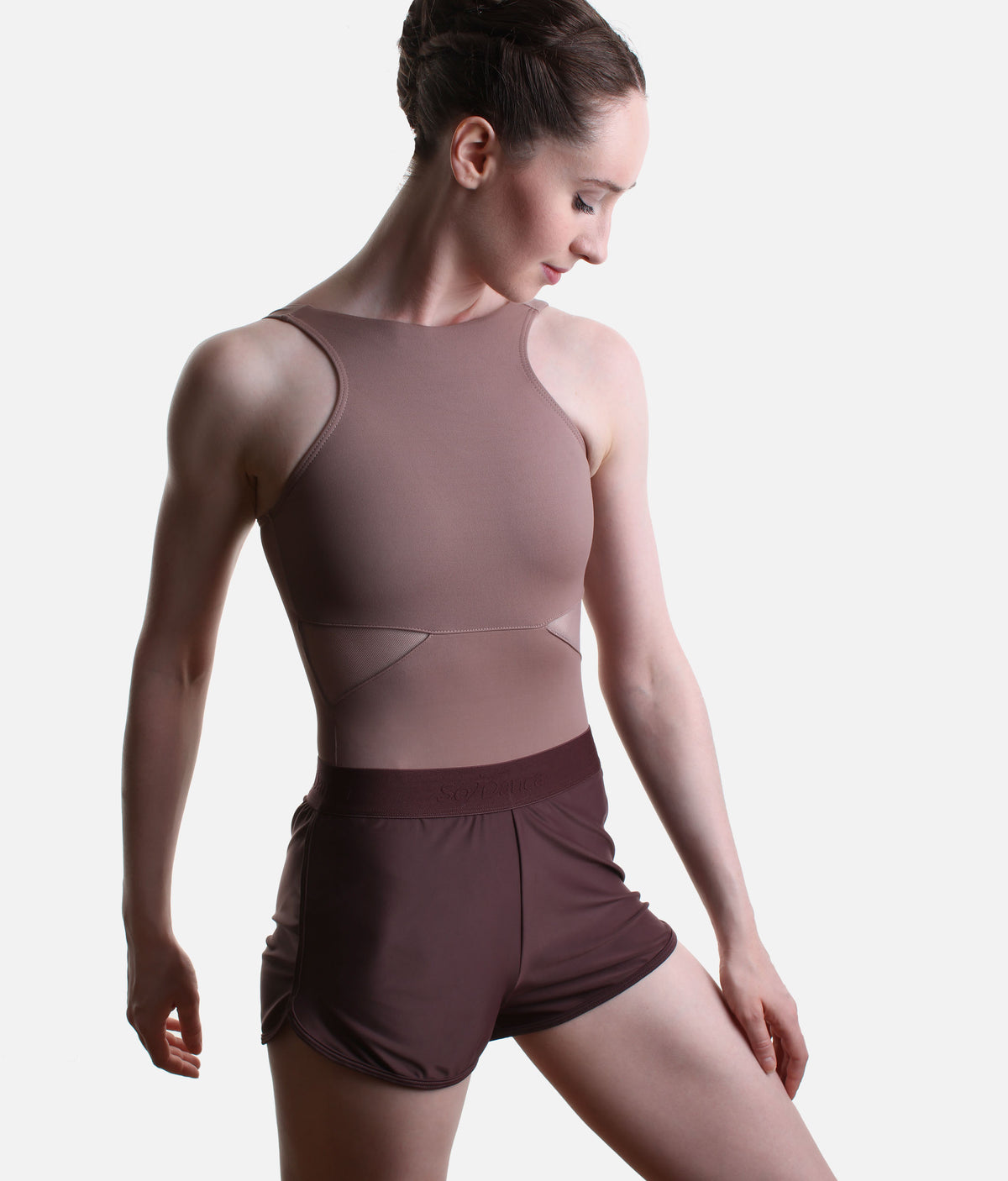 So Danca Flow Ease High-Waist Dance & Pilates Shorts – Ebano Brown & Black | SD2561 