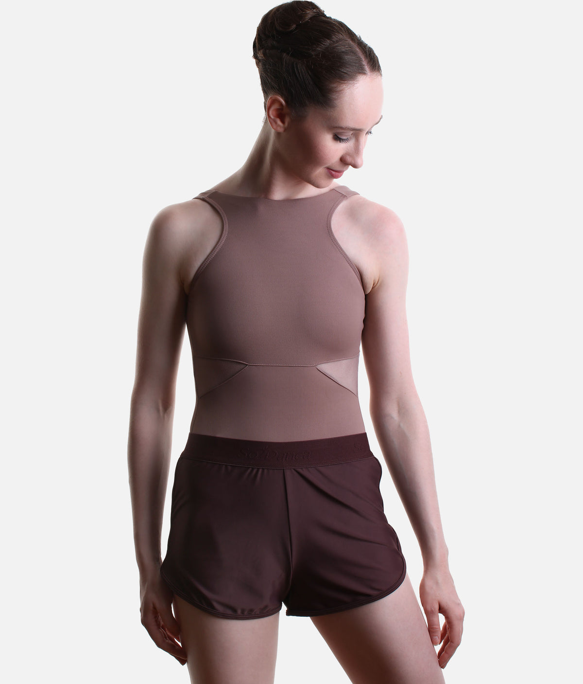 So Danca Flow Ease High-Waist Dance & Pilates Shorts – Ebano Brown & Black | SD2561 